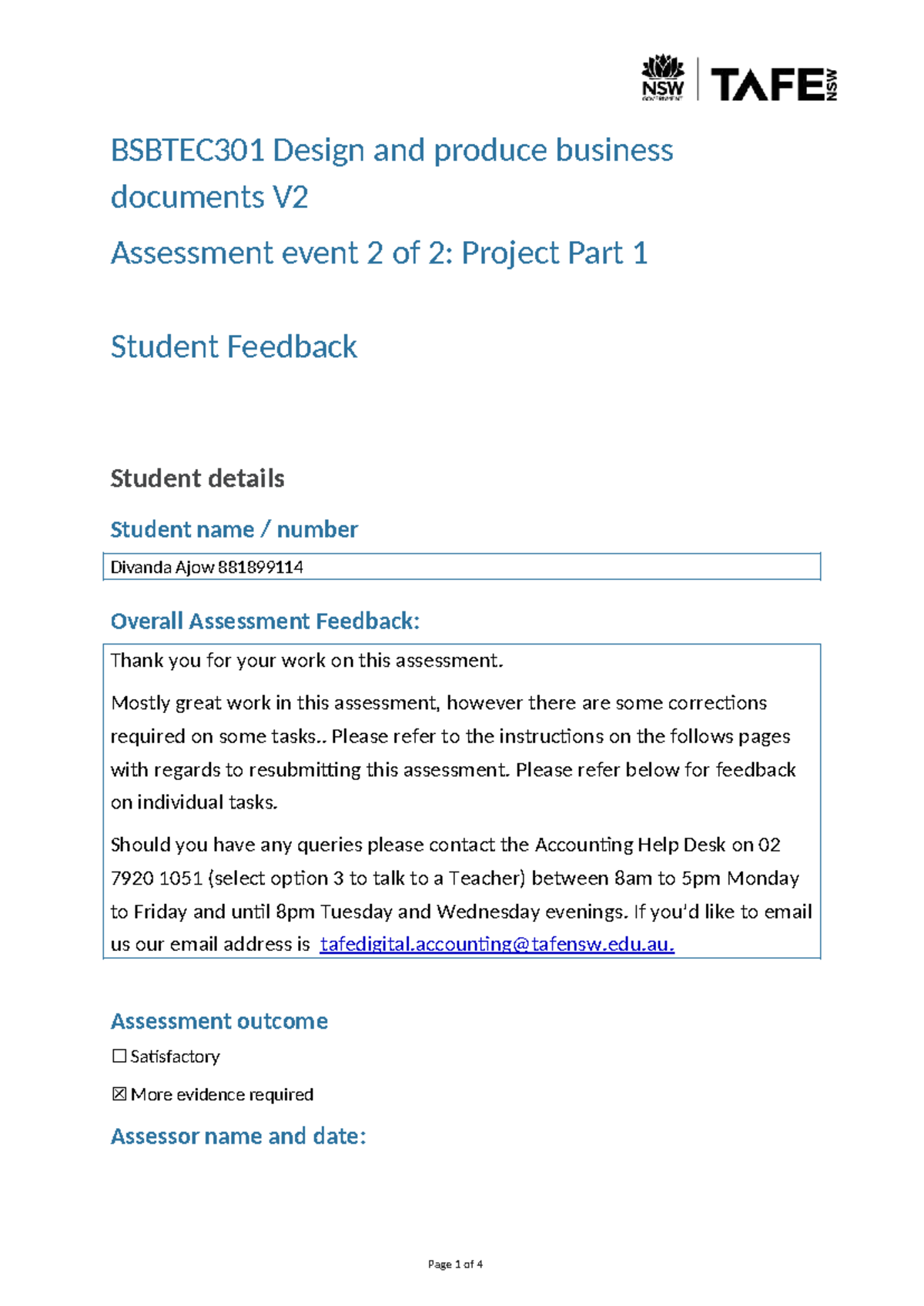 881899114 Bsbtec 301 V2 Feedback Assessment 2of2 Part 1 - BSBTEC301 ...