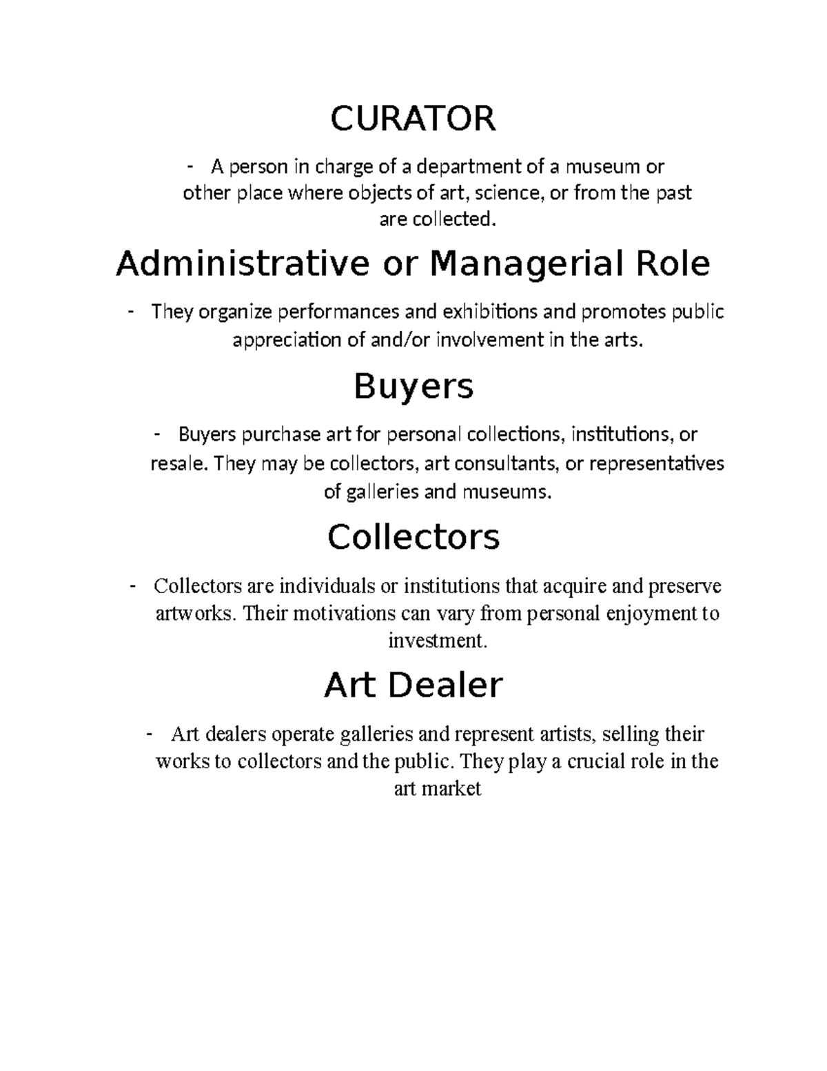 Curator - CURATOR A person in charge of a department of a museum or ...