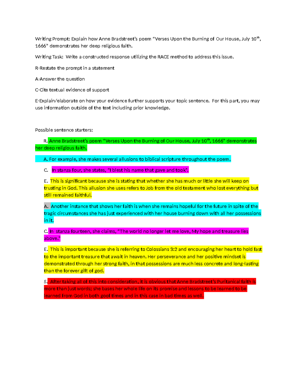 Anne+B+constructed+response+template - Writing Prompt: Explain how Anne ...