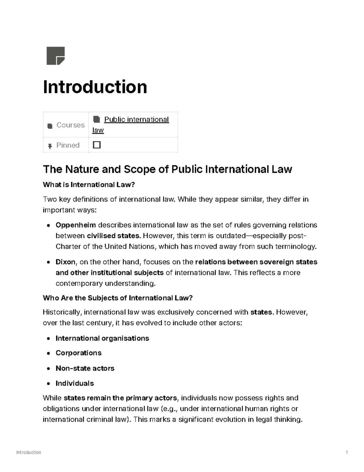 Introduction to Public International Law: Nature, Scope, and Key ...