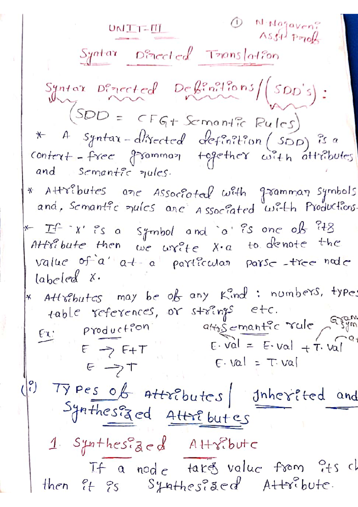 CD 3 - Lecture Notes on Syntax Directed Definitions and Translation ...