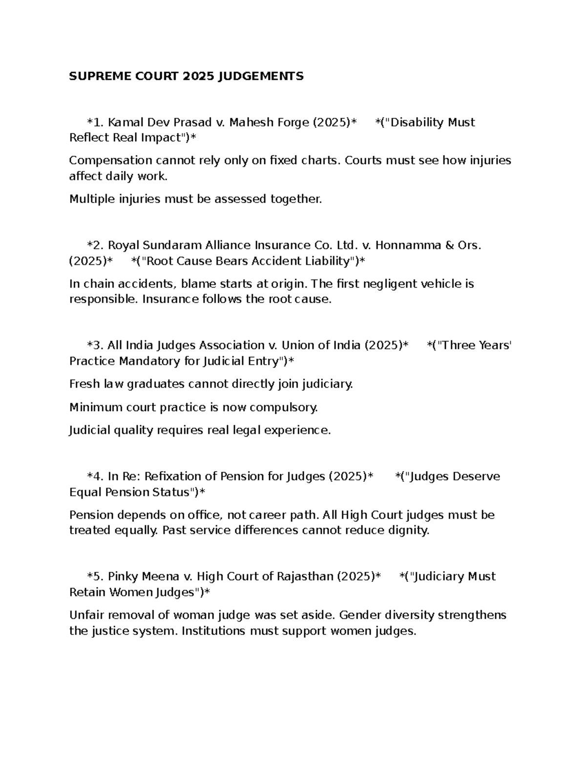 Supreme Court 2025 Judgements: Key Legal Principles and Insights - Studocu