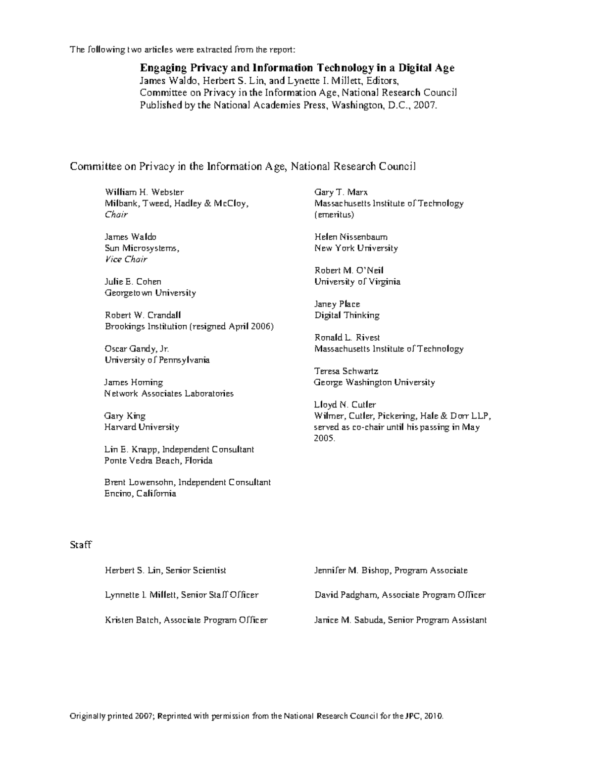 Digital Privacy Insights: Engaging Privacy in the Information Age (CS ...