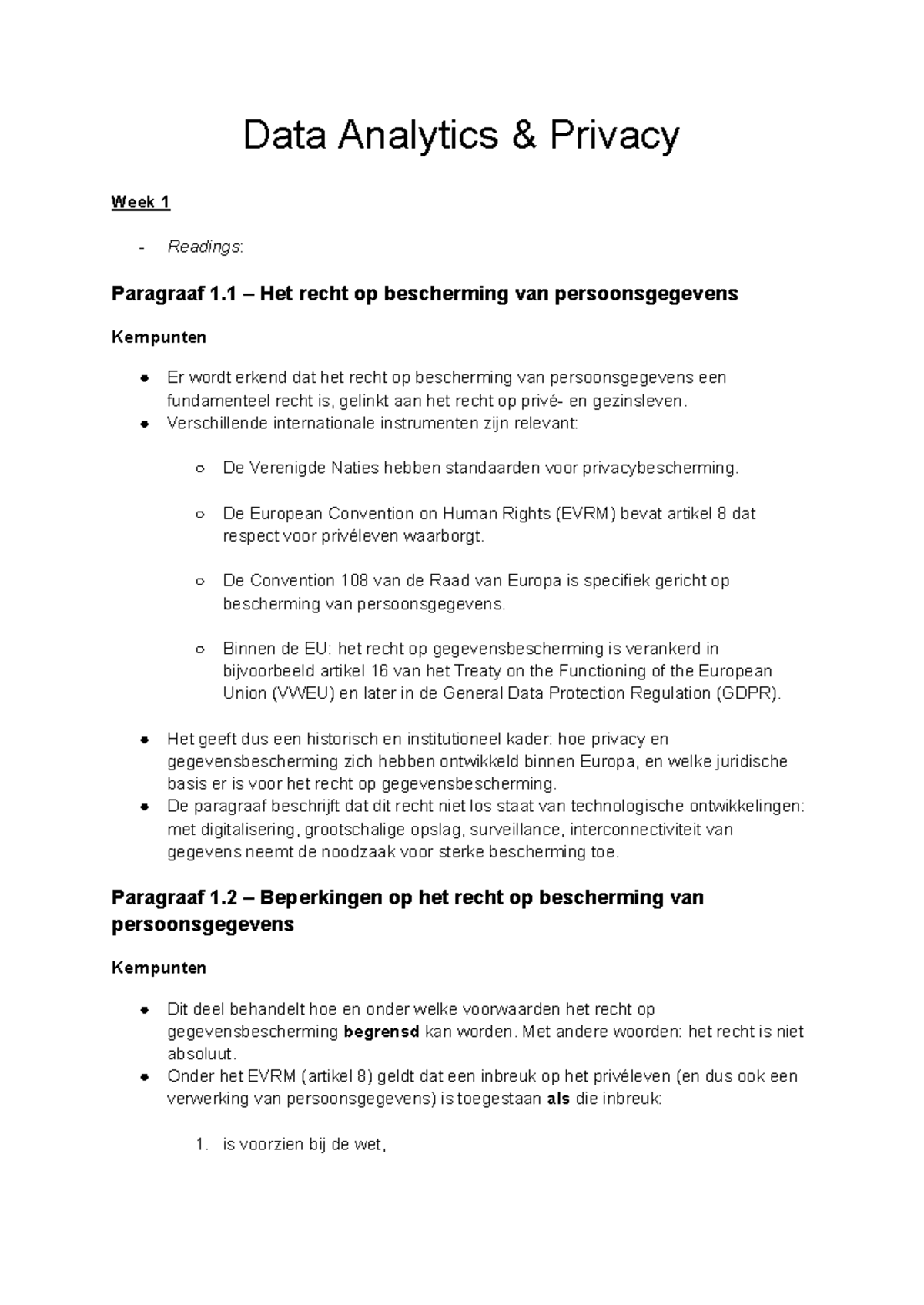 Data Analytics & Privacy: Week 1 Overview and Key Concepts - Studeersnel