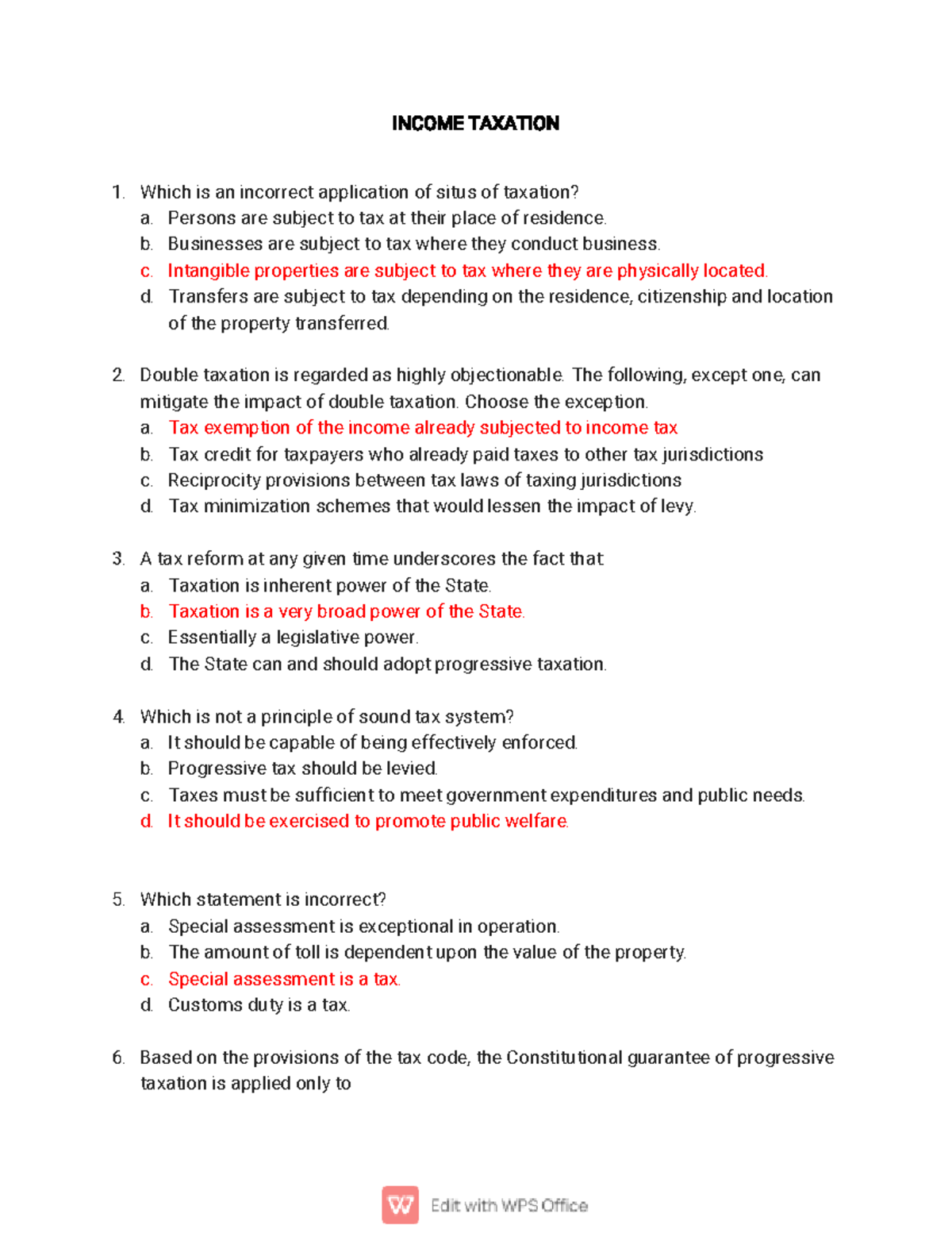 Income Taxation Practice Materials for Review and Exam Prep - Studocu