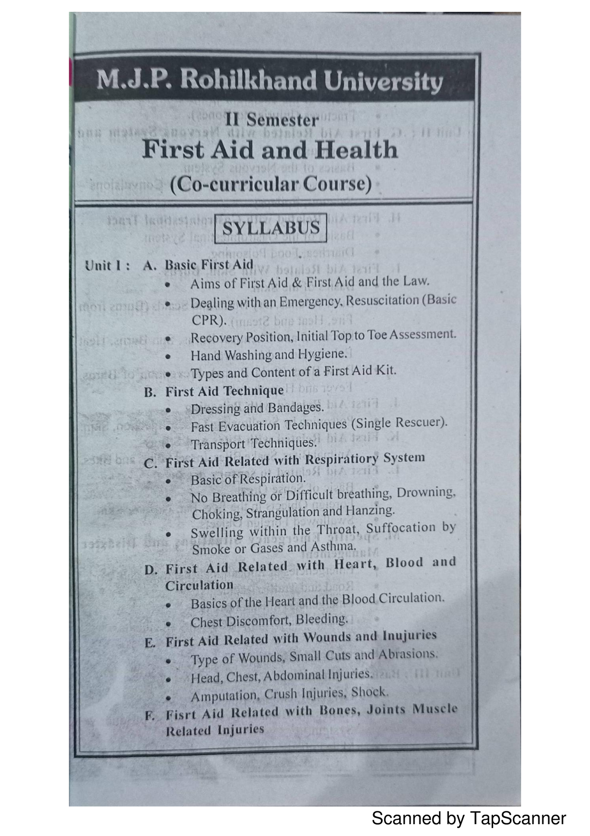 123 - First Aid and Health Course Syllabus & Question Bank (Sem II ...