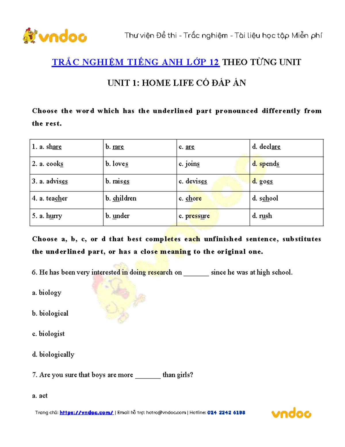 Bài tập trắc nghiệm tiếng Anh lớp 12 Unit 1 có đáp án - Studocu