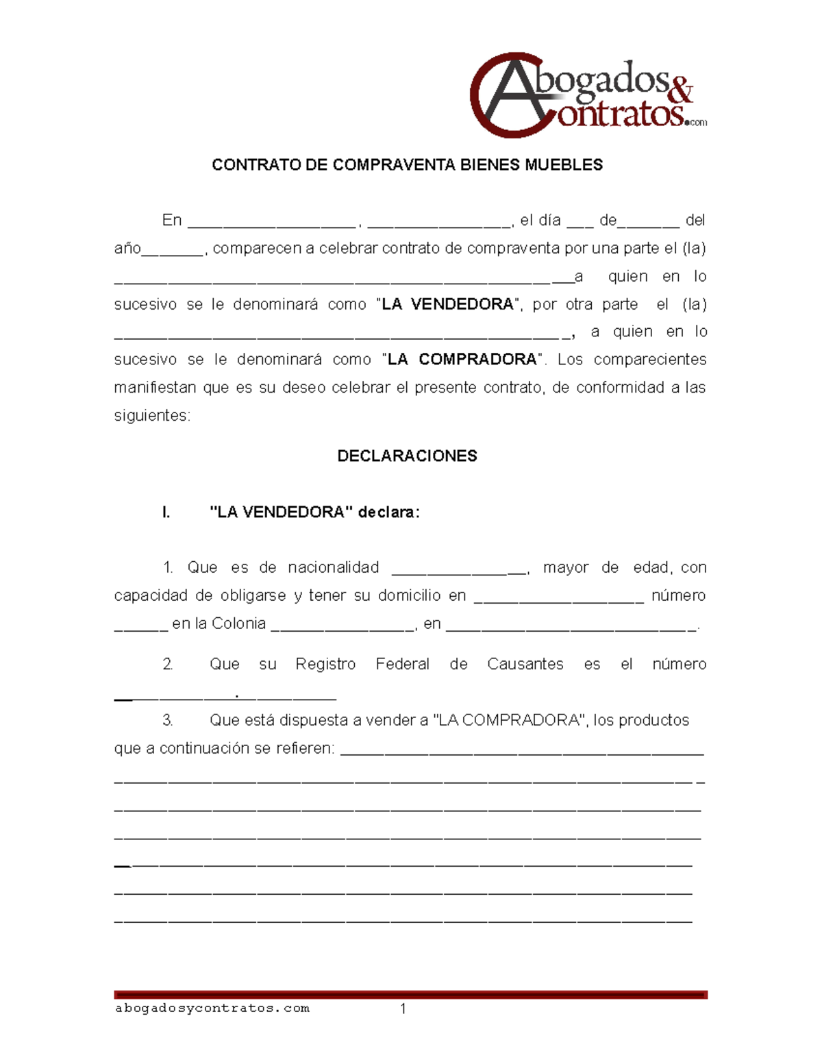 Contrato de Compraventa de Bienes Muebles entre Dos Partes - Document Preview