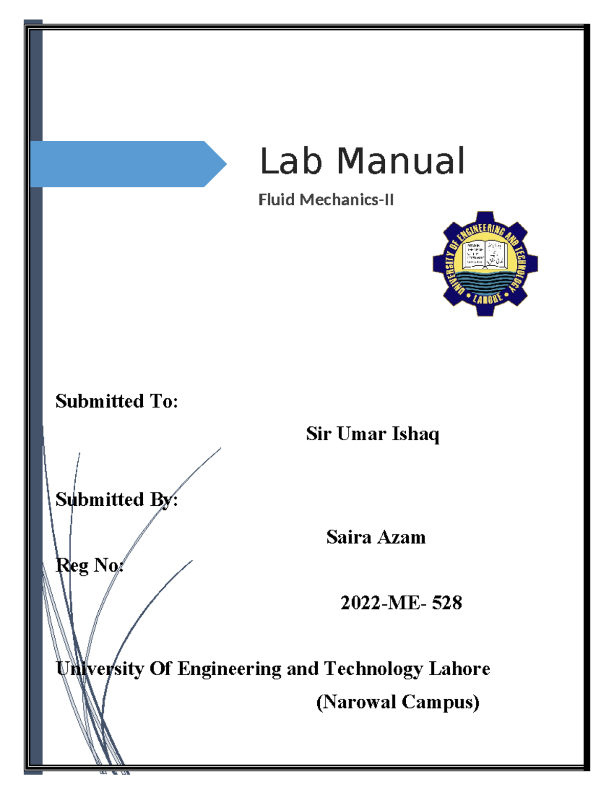 Fluid Mechanics-II Lab Manual (2022-ME-528) - Studocu