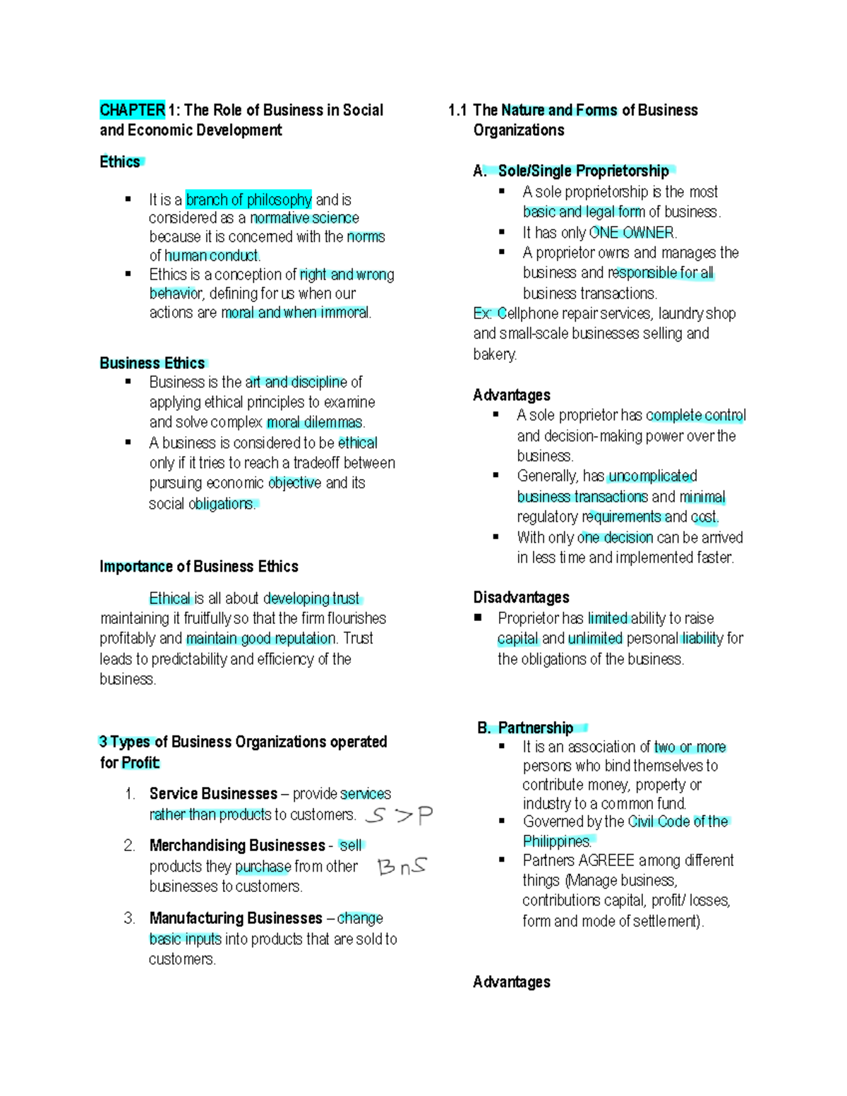 CHAPTER 1: Business Ethics and Its Role in Economic Development - Studocu
