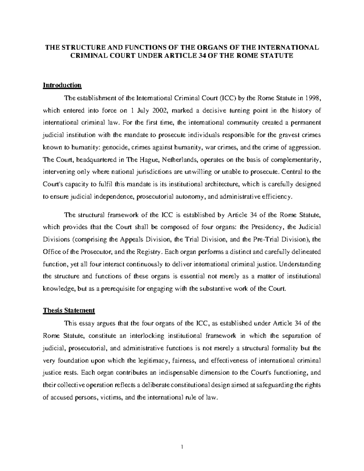 The Structure and Functions of ICC Organs Under Article 34 of the Rome ...