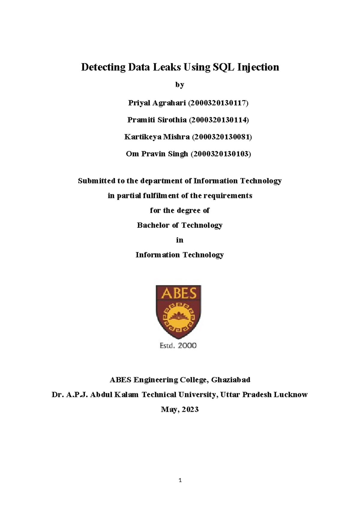 "Final Report on Preventing SQL Injection Attacks in Database Security ...