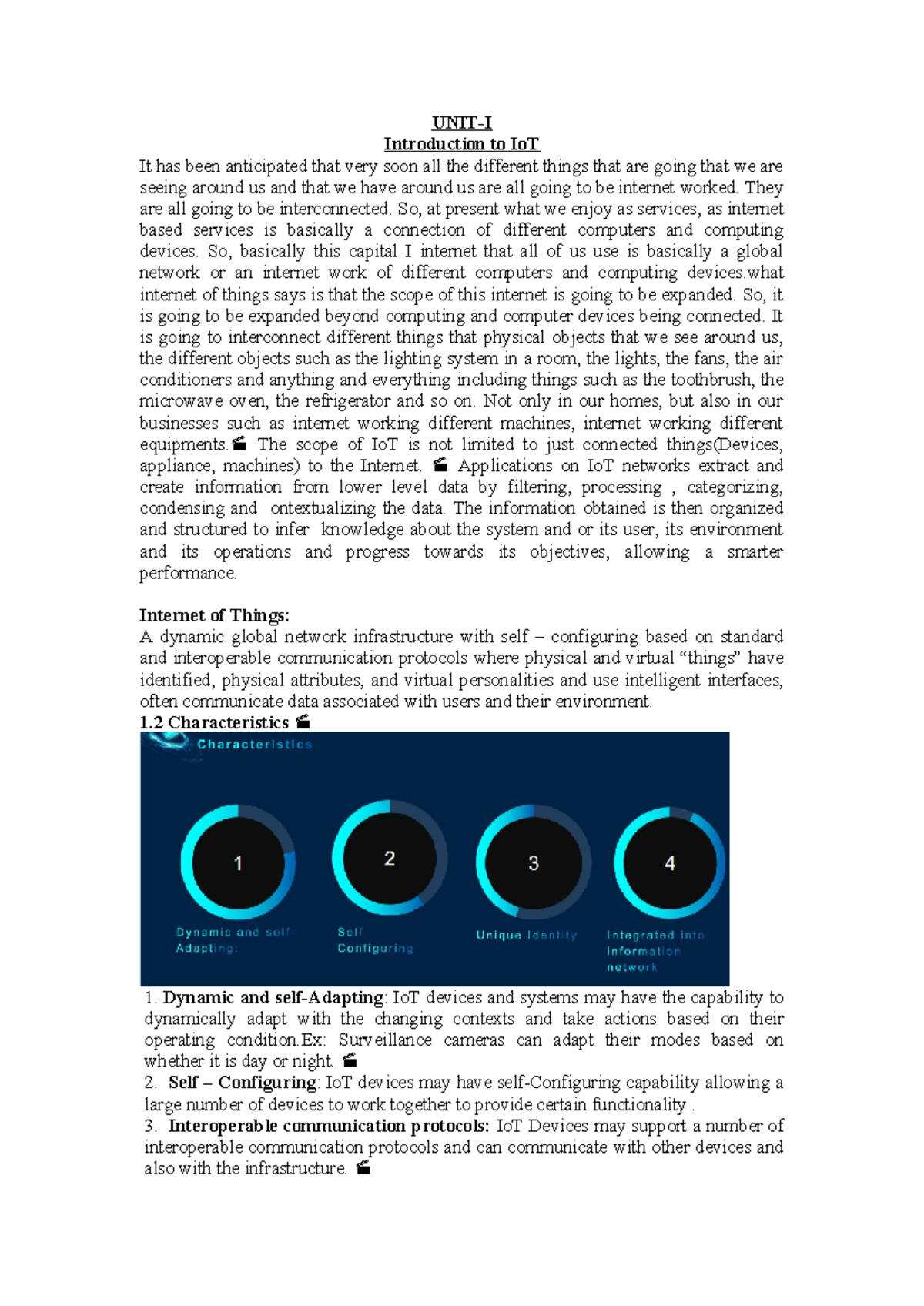 IOT UNIT I R22 - Introduction to Internet of Things Concepts - Studocu