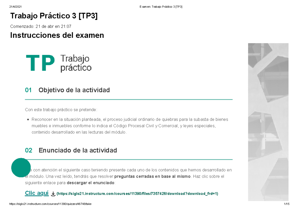 TP3 100% - Análisis del Proceso Judicial de Quiebras y Subastas - Studocu