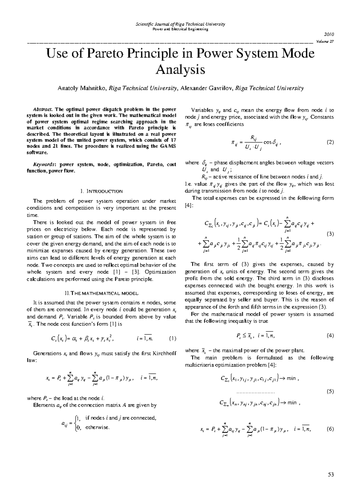 Optimization of Power System Using Pareto Principle (EE 2010) - Studocu
