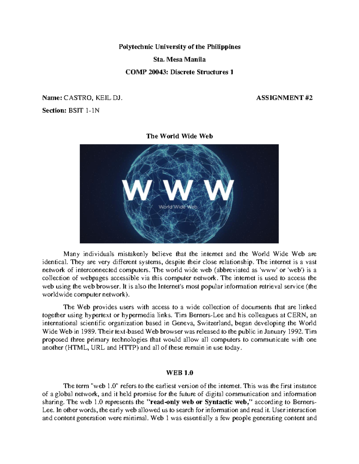 Web 1.0 Web 2.0 Web 3.0 - Polytechnic University of the Philippines Sta ...