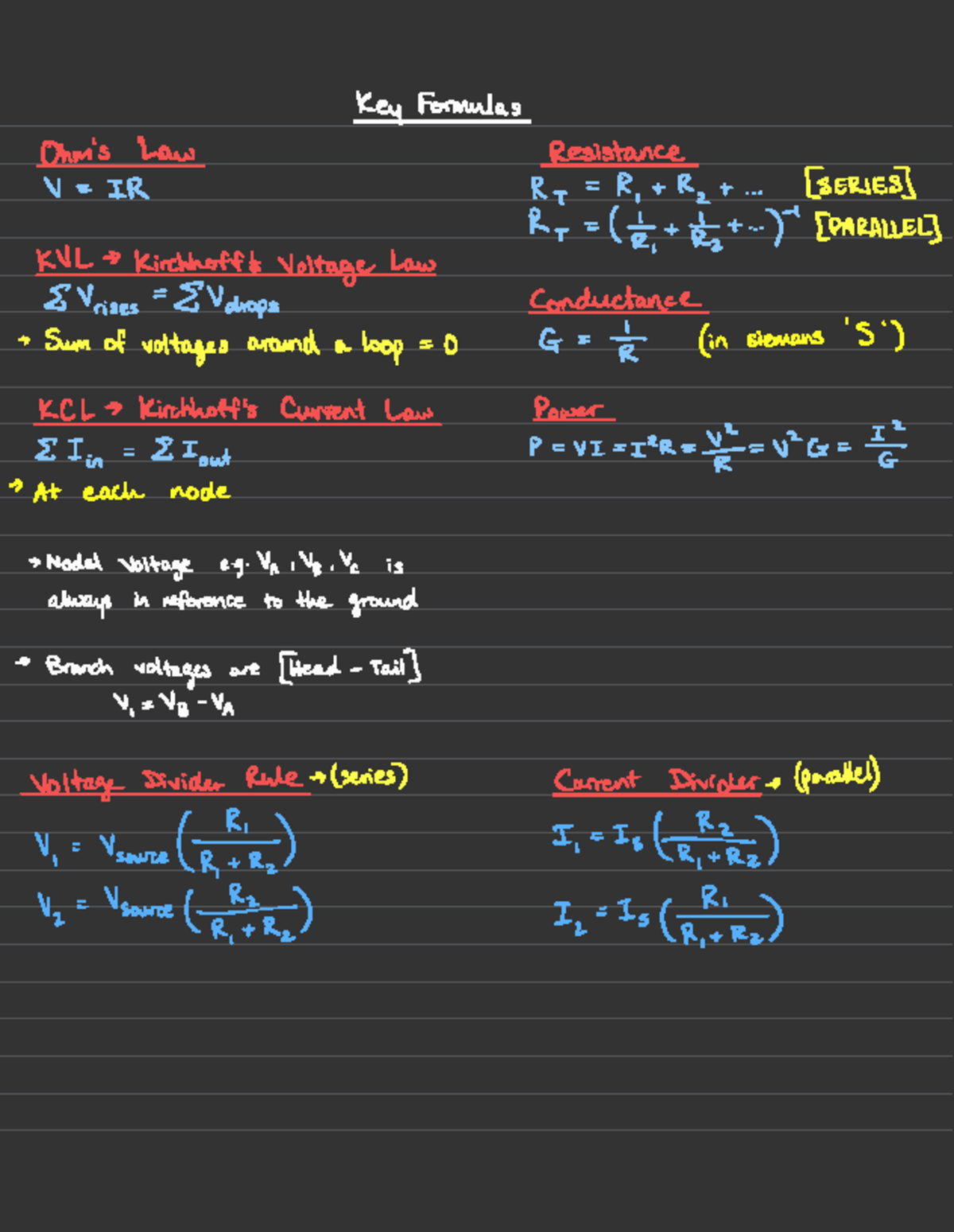 Key Formulas for Law of Resistance (W1) and Circuit Analysis - Studocu