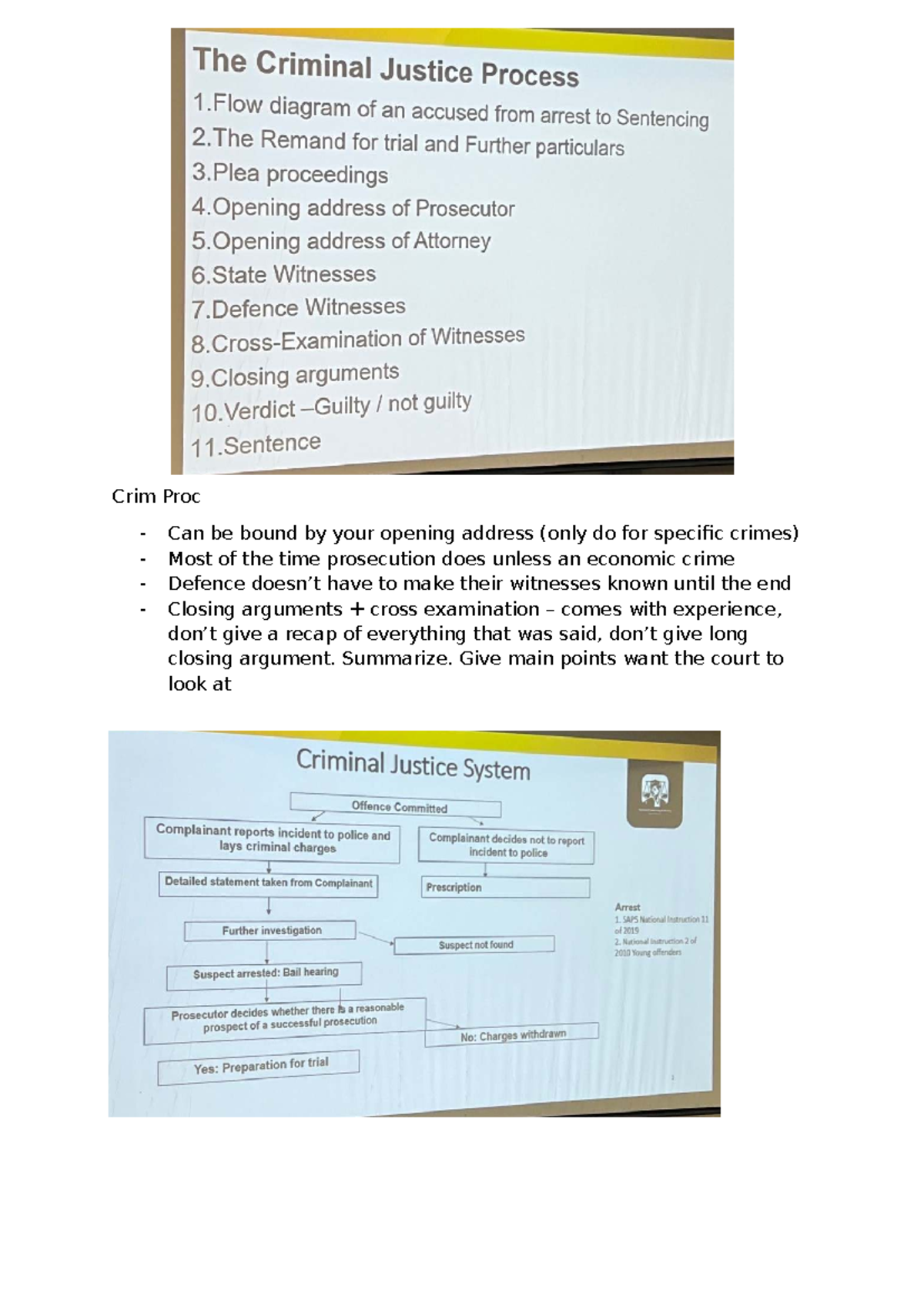 Guest Lecture Notes - Criminal Procedure (CRIm PROC) - April 23 - Studocu