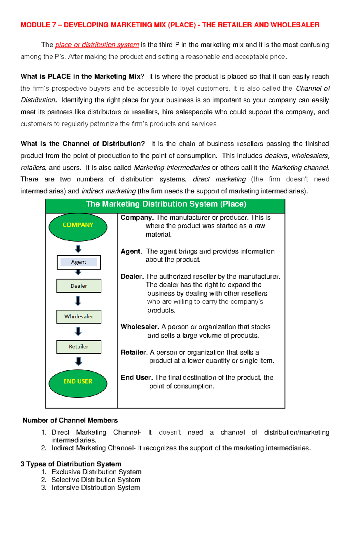 Module 7 - Developing Marketing Mix (Place): Retailers & Wholesalers ...