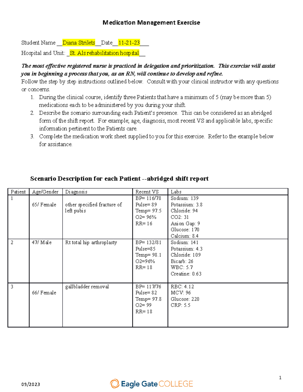 Medication Assignment for RN Clinical Practice - 11-21-23 - Studocu