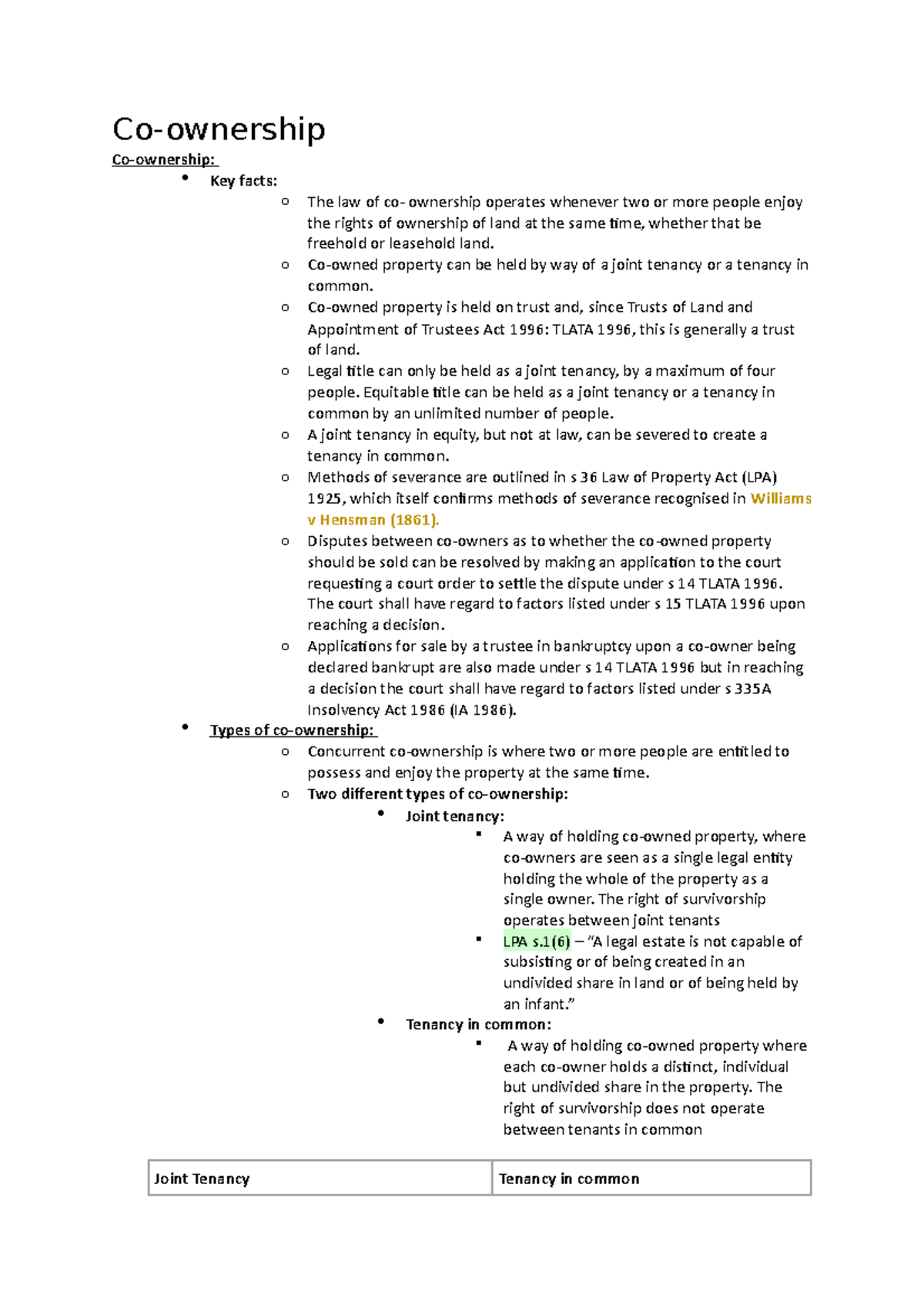Co-Ownership Essentials: Key Facts and Types Explained - Studocu