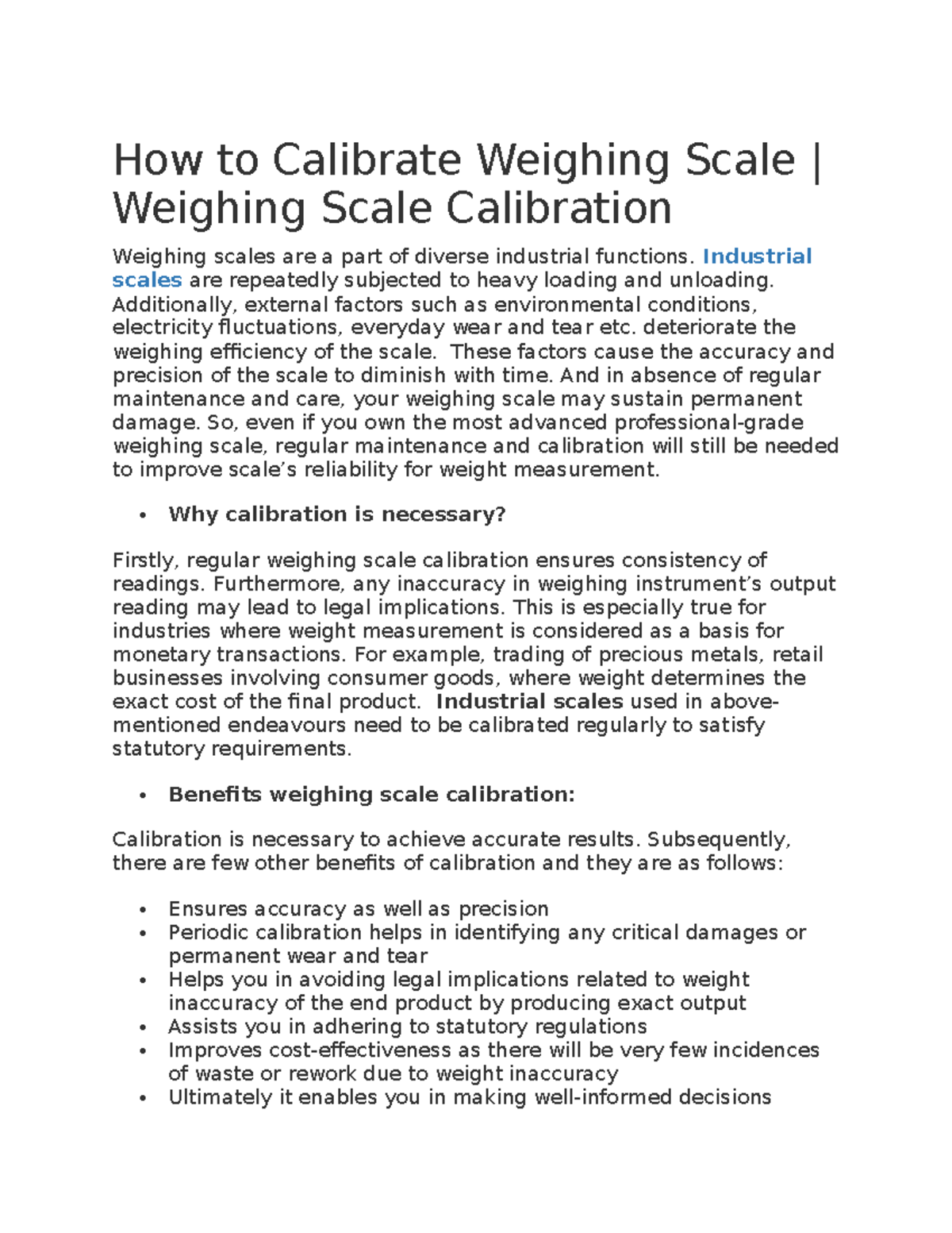 Weighing Scale Calibration Guide: Ensuring Accuracy and Precision - Studocu