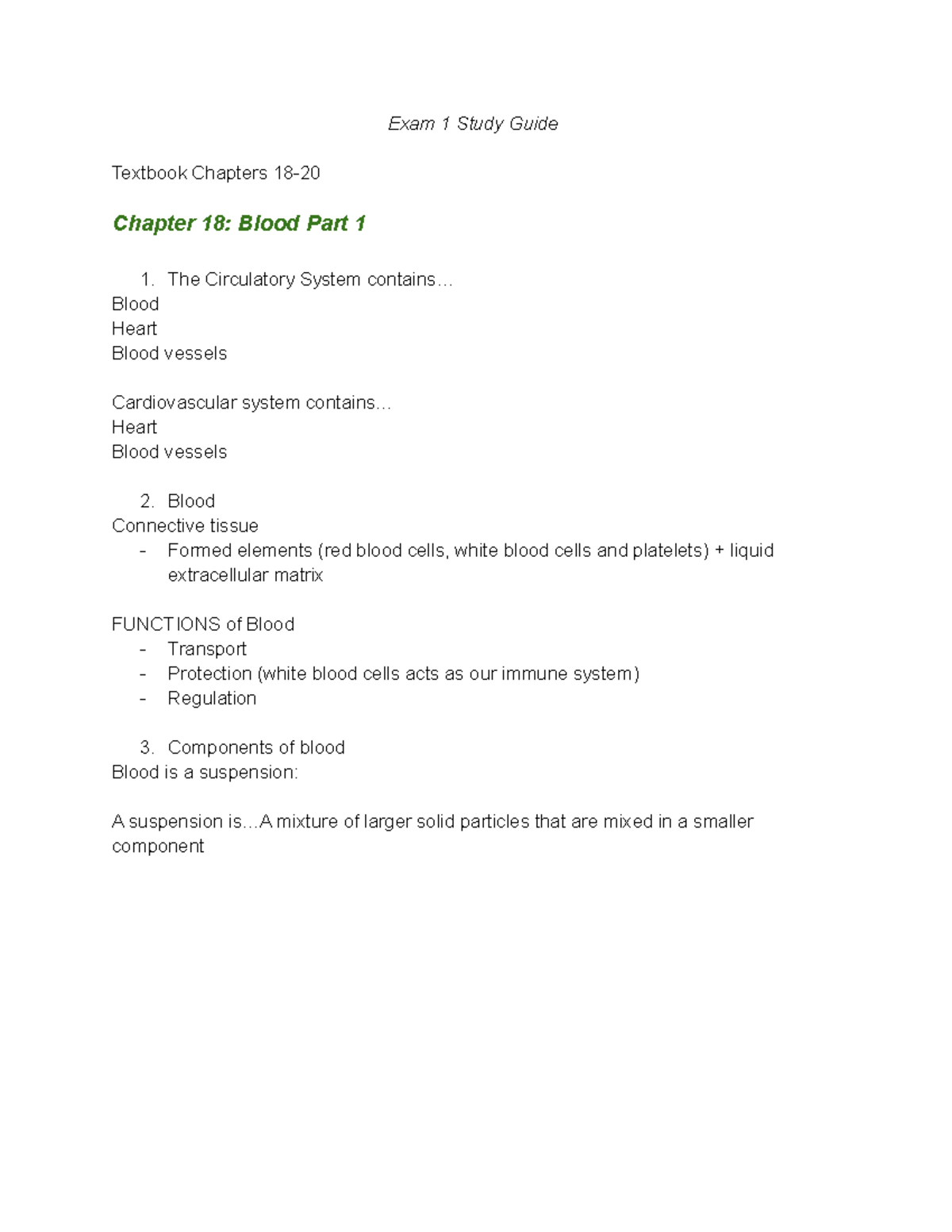 A+P 2 - Exam 1 Study Guide: Essential Concepts from CH. 18-20 - Studocu