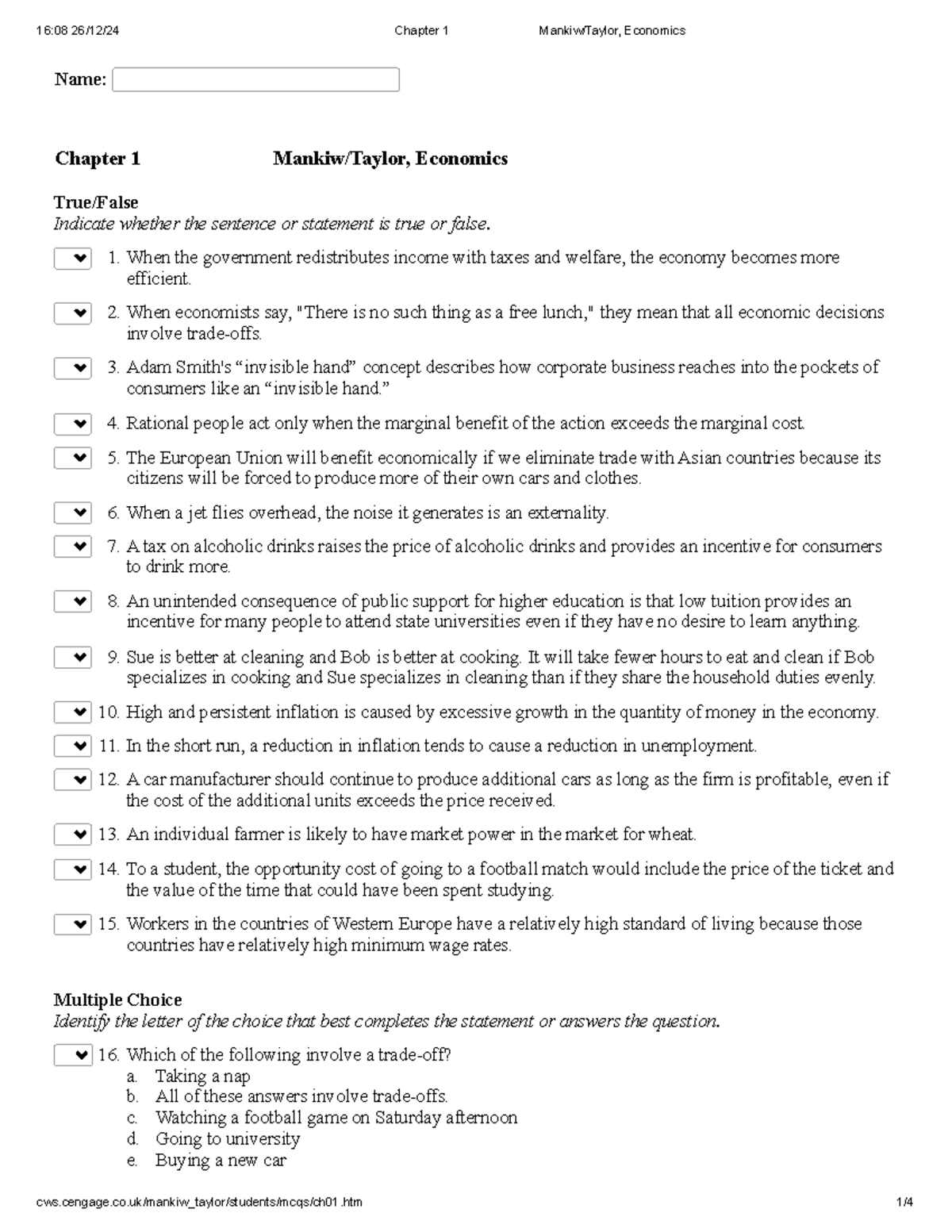 16:08 Chapter 1 Economics MCQs: True/False & Multiple Choice Questions ...