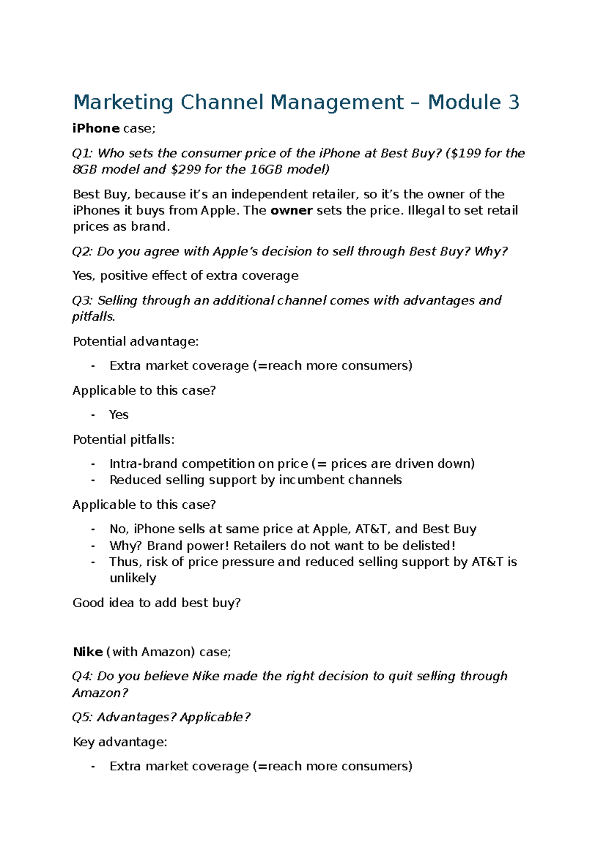 Marketing Channel Management M3: iPhone & Nike Pricing Strategies ...