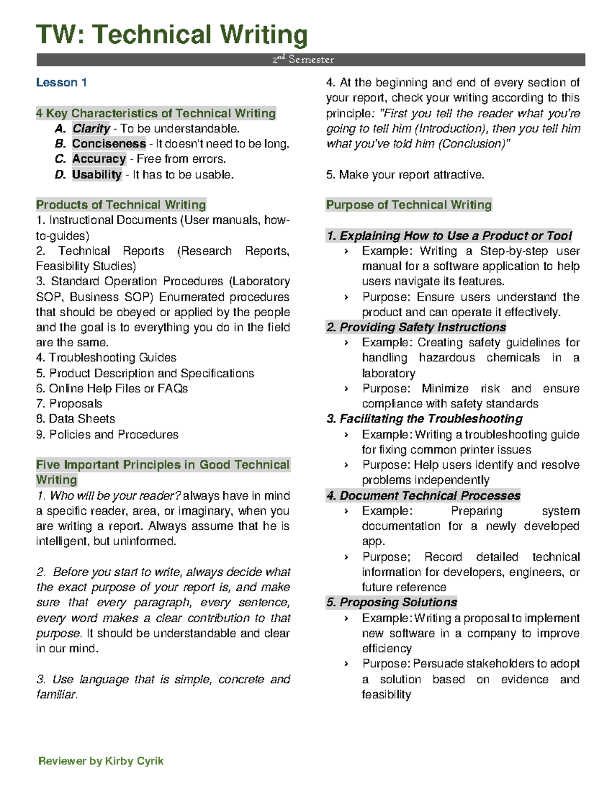TW-lesson - GOOD - Lesson 1 4 Key Characteristics of Technical Writing ...
