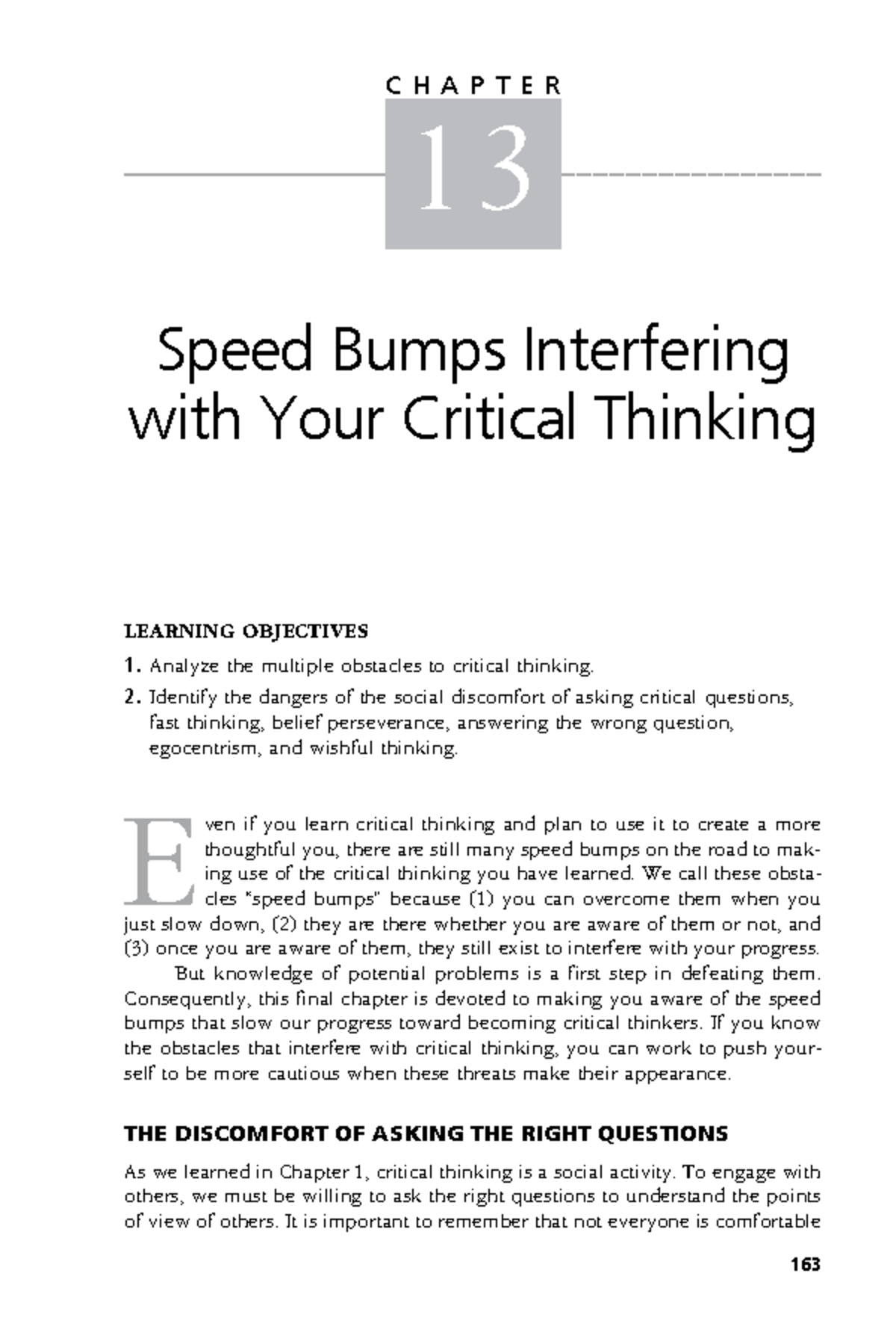 C H A P T E R 13: Overcoming Speed Bumps in Critical Thinking Skills ...