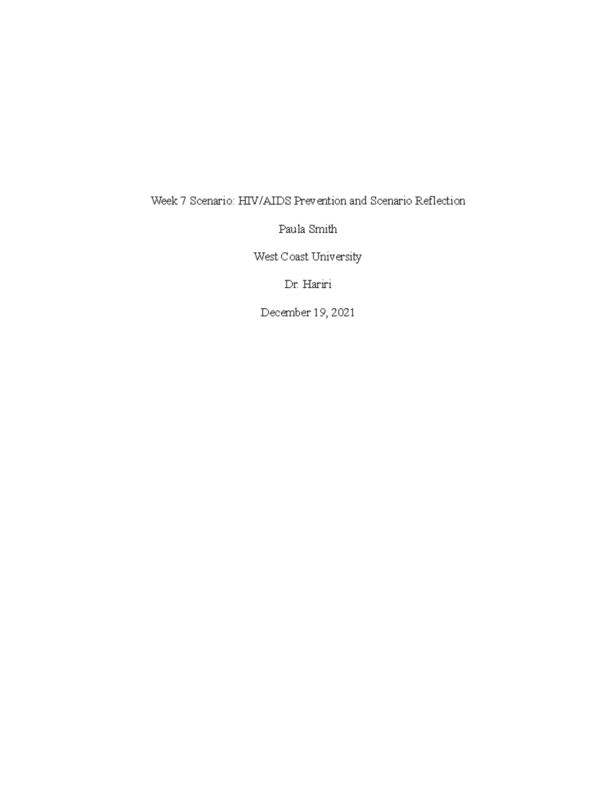 Week 7 Reflection on HIV/AIDS Prevention Strategies (WCU) - Studocu