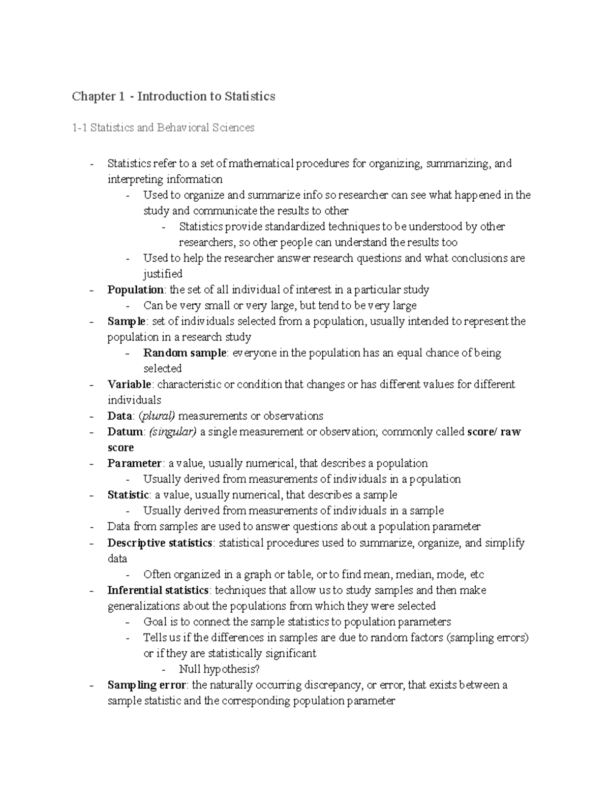 PSYC 243 Chapter 1 Textbook Notes - Chapter 1 - Introduction to ...