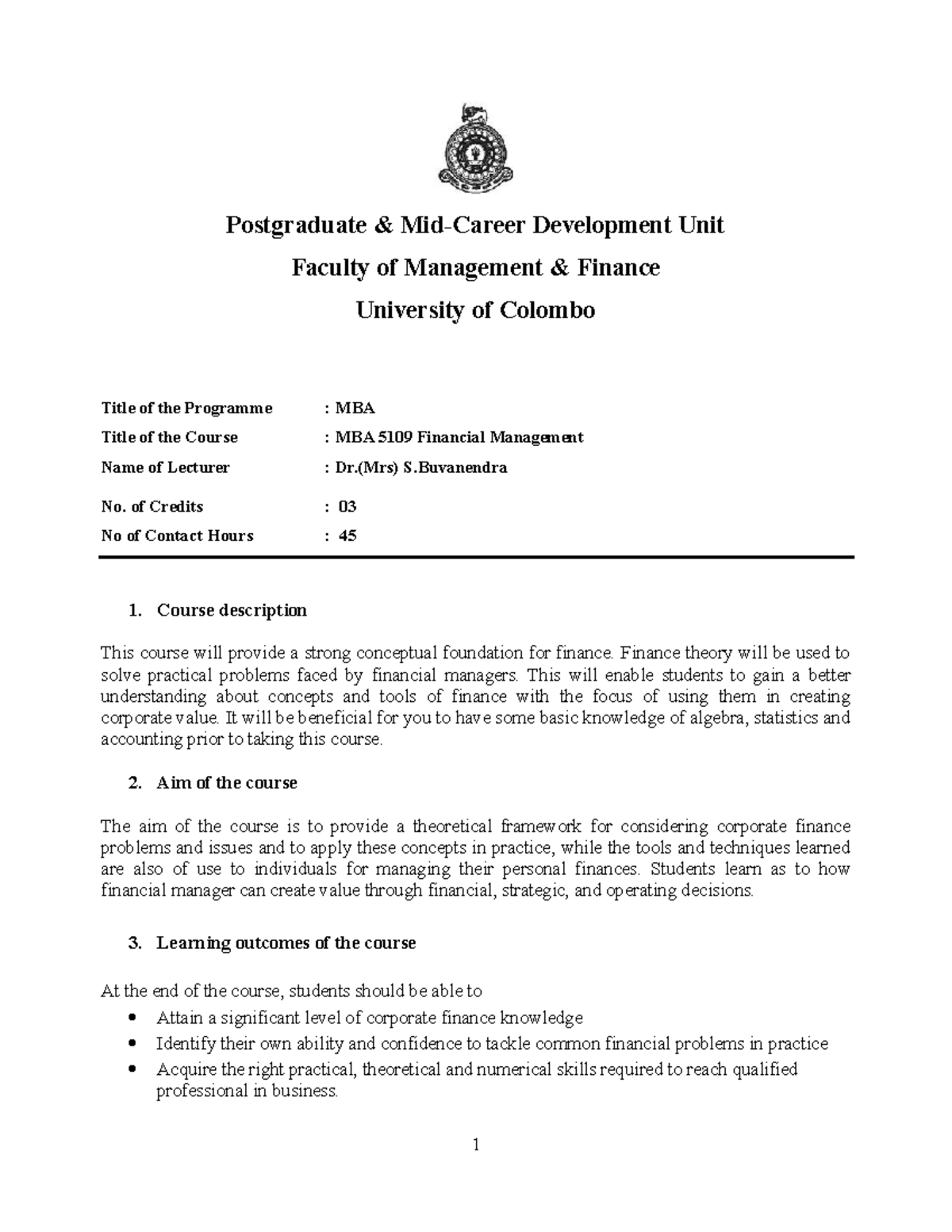 Course outline mba 5109-2022 - 1 Postgraduate & Mid-Career Development ...