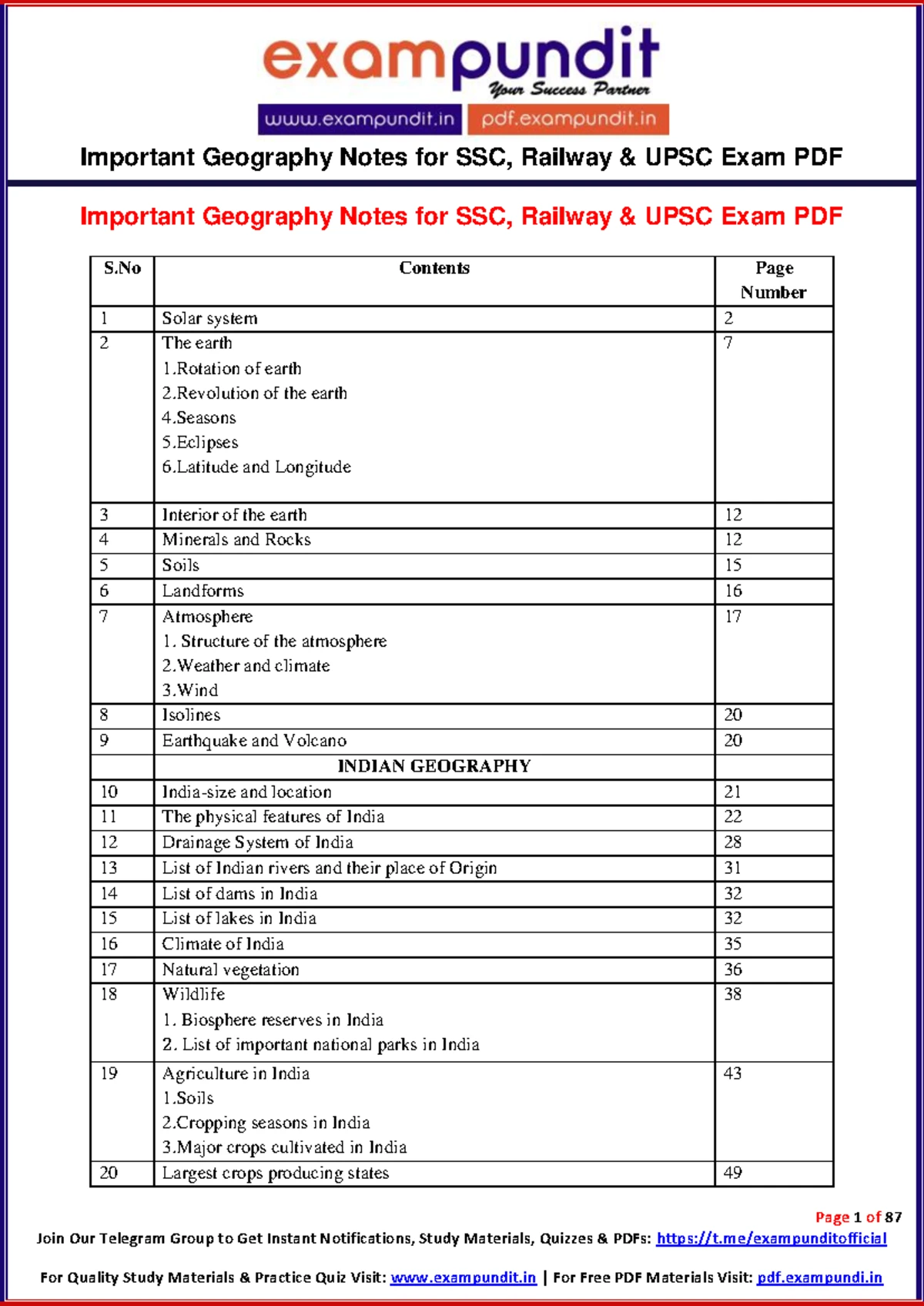 GK SSC 1 - Comprehensive Geography Notes for Competitive Exams - Studocu
