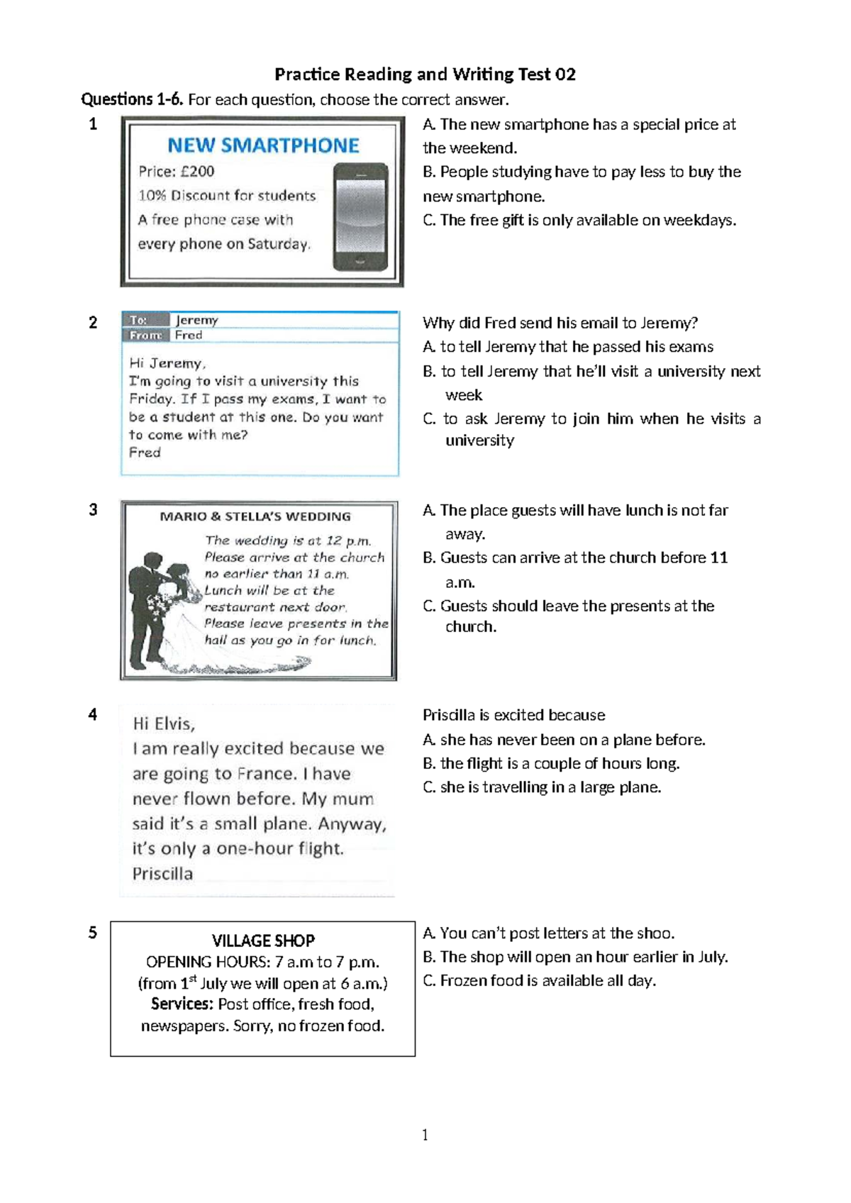 Practice Reading and Writing Test 02 Questions and Answers - Studocu
