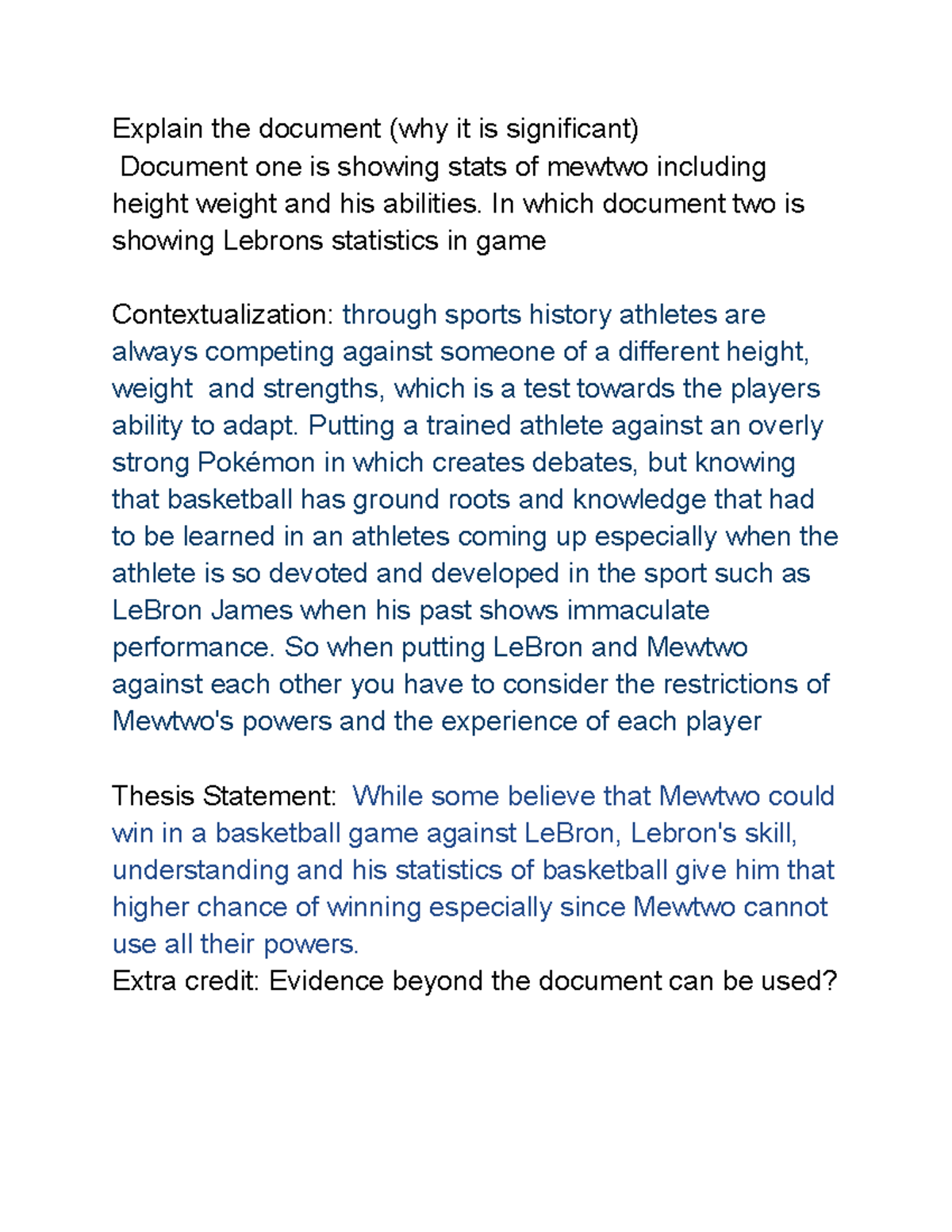 Mewtwo vs. LeBron: Analyzing Stats and Adaptability in Sports - Studocu