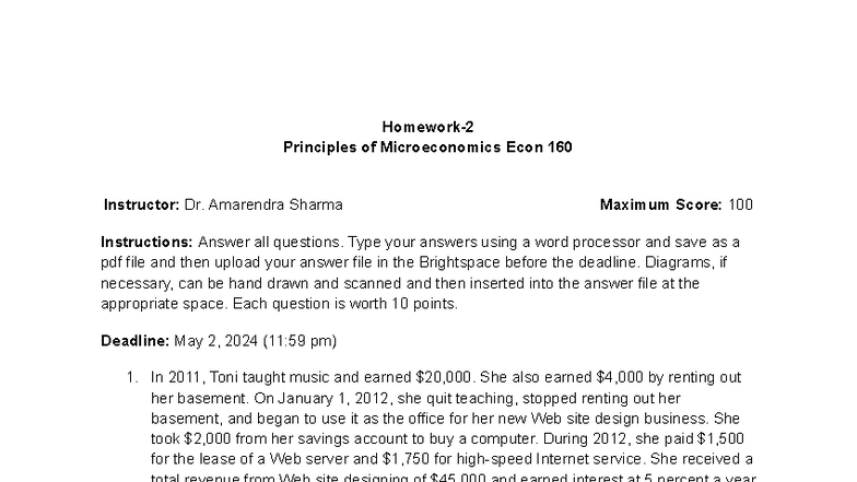 Microeconomics HW 2 Answers - Econ 160 Final Exam Prep - Studocu