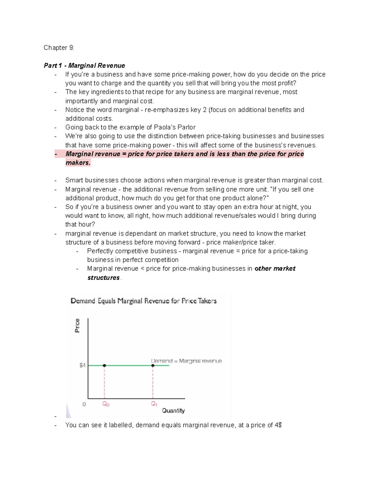 Understanding Marginal Revenue and Costs - Chapters 9-10 Notes - Studocu