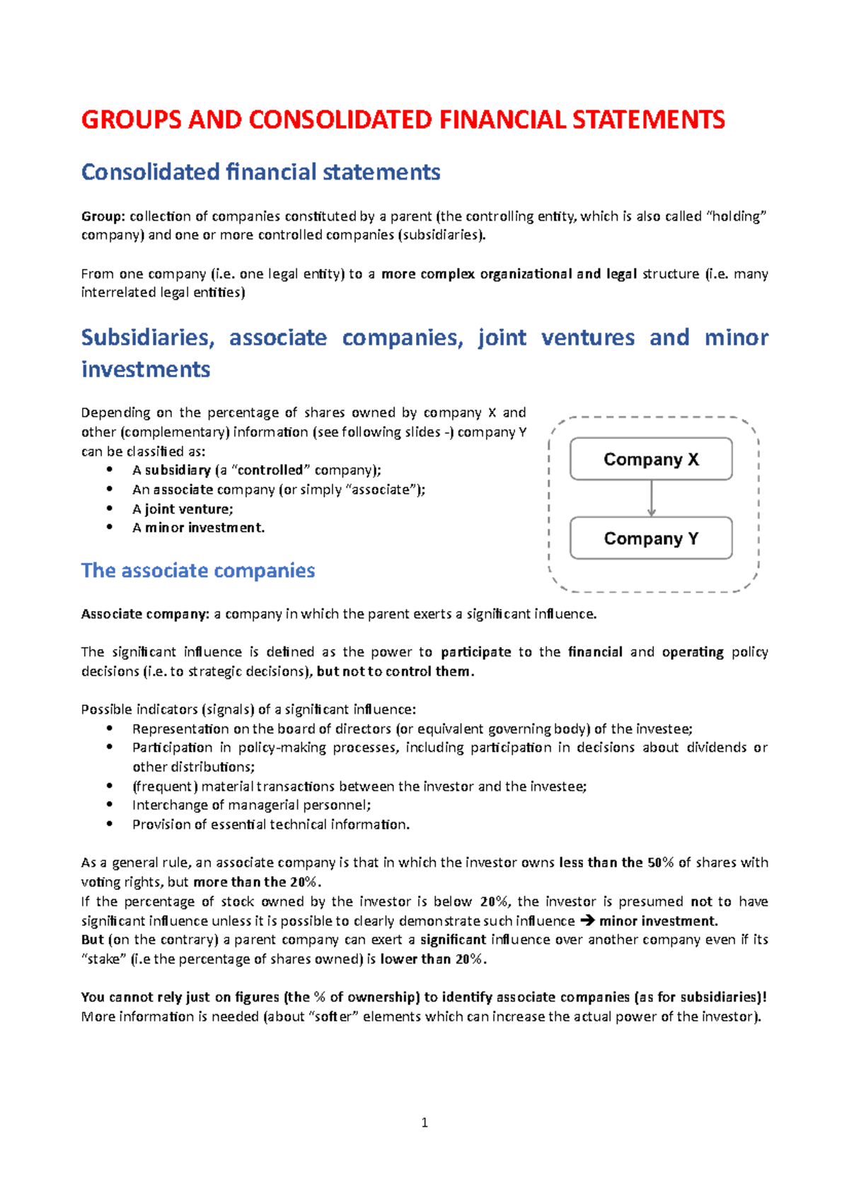 3. Groups and Consolidated Financial Statements Overview - Studocu