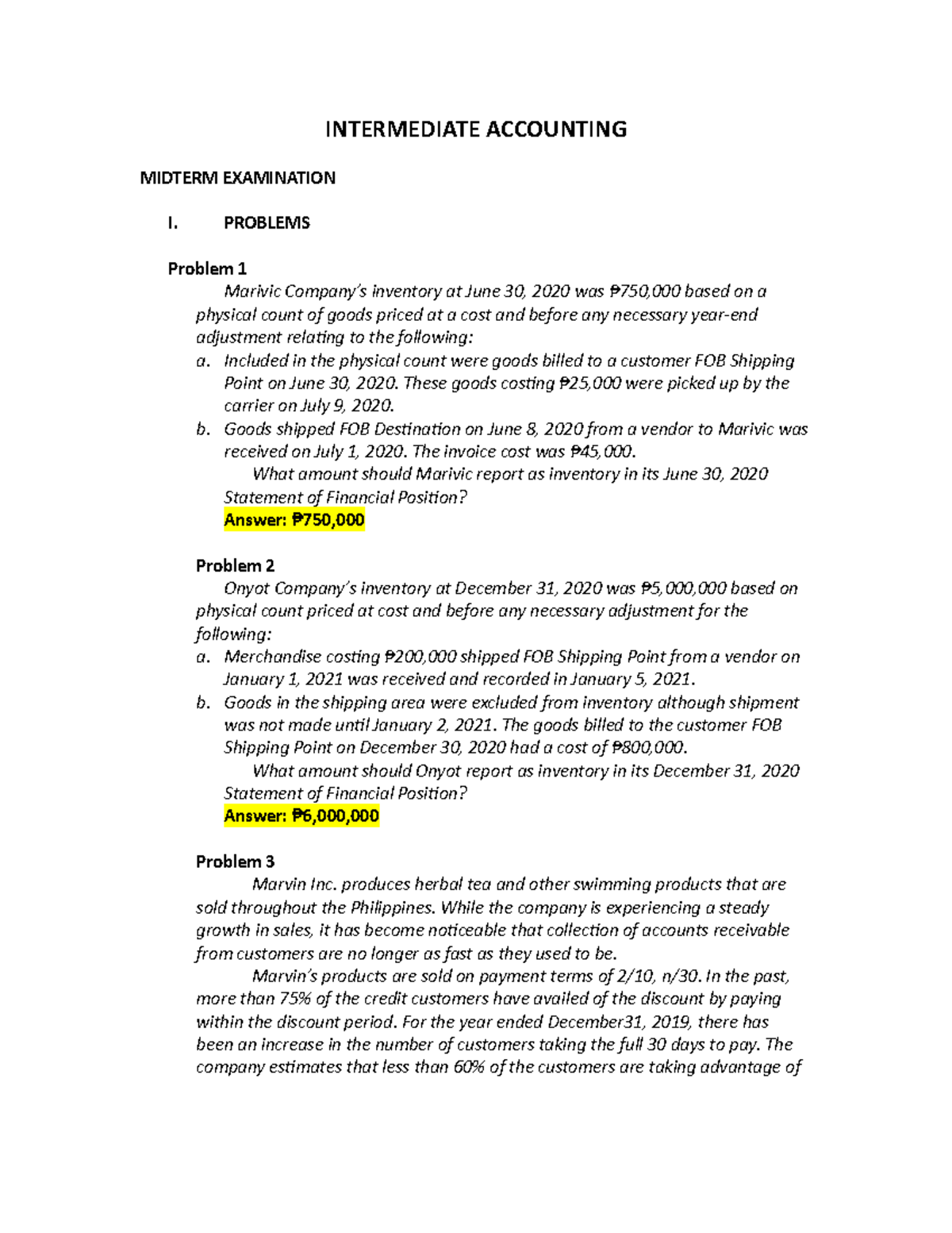 IA1 - Intermediate Accounting Midterm Exam Q&A - Studocu