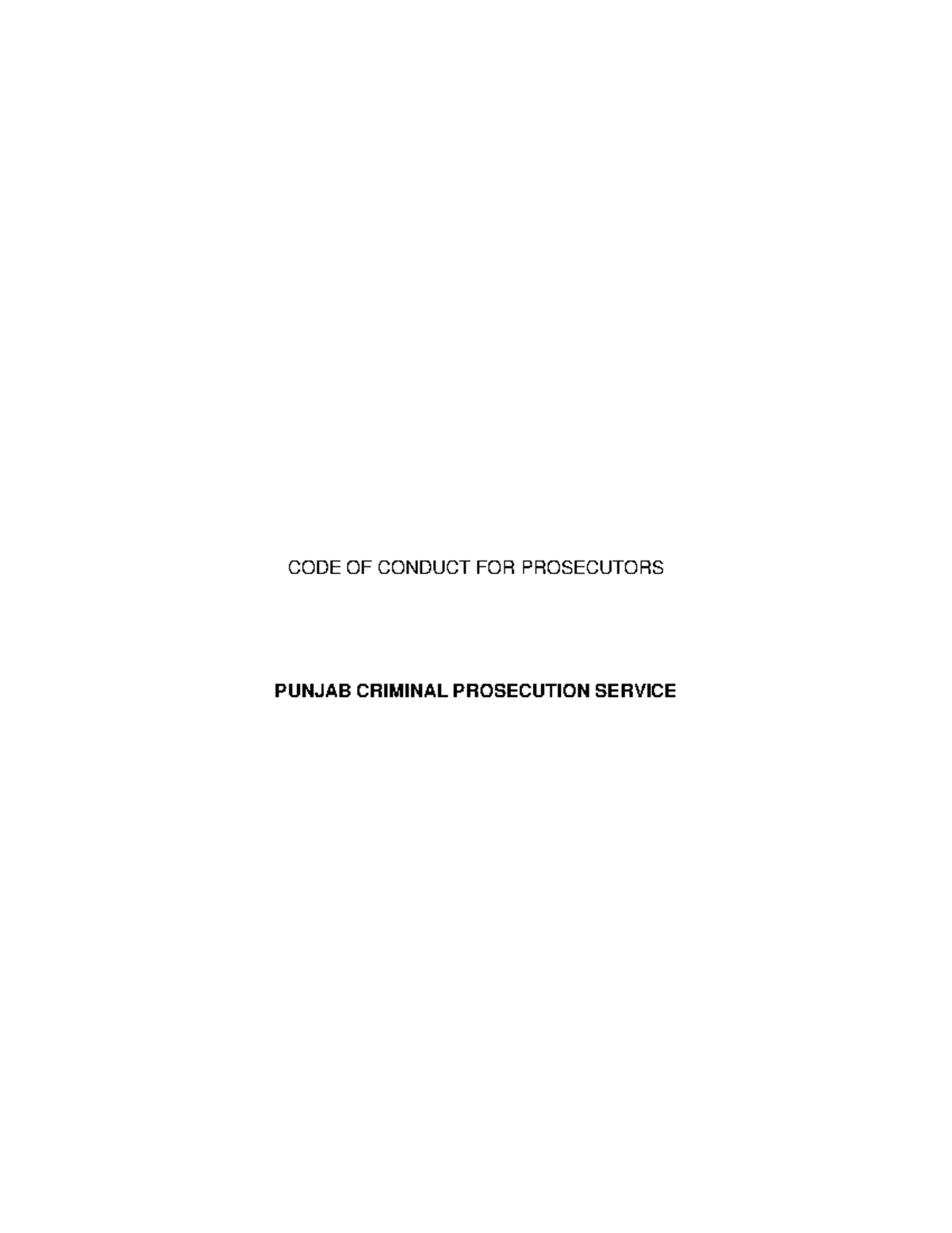 CODE OF CONDUCT FOR PROSECUTORS (PUNJAB CRIMINAL PROSECUTION SERVICE ...