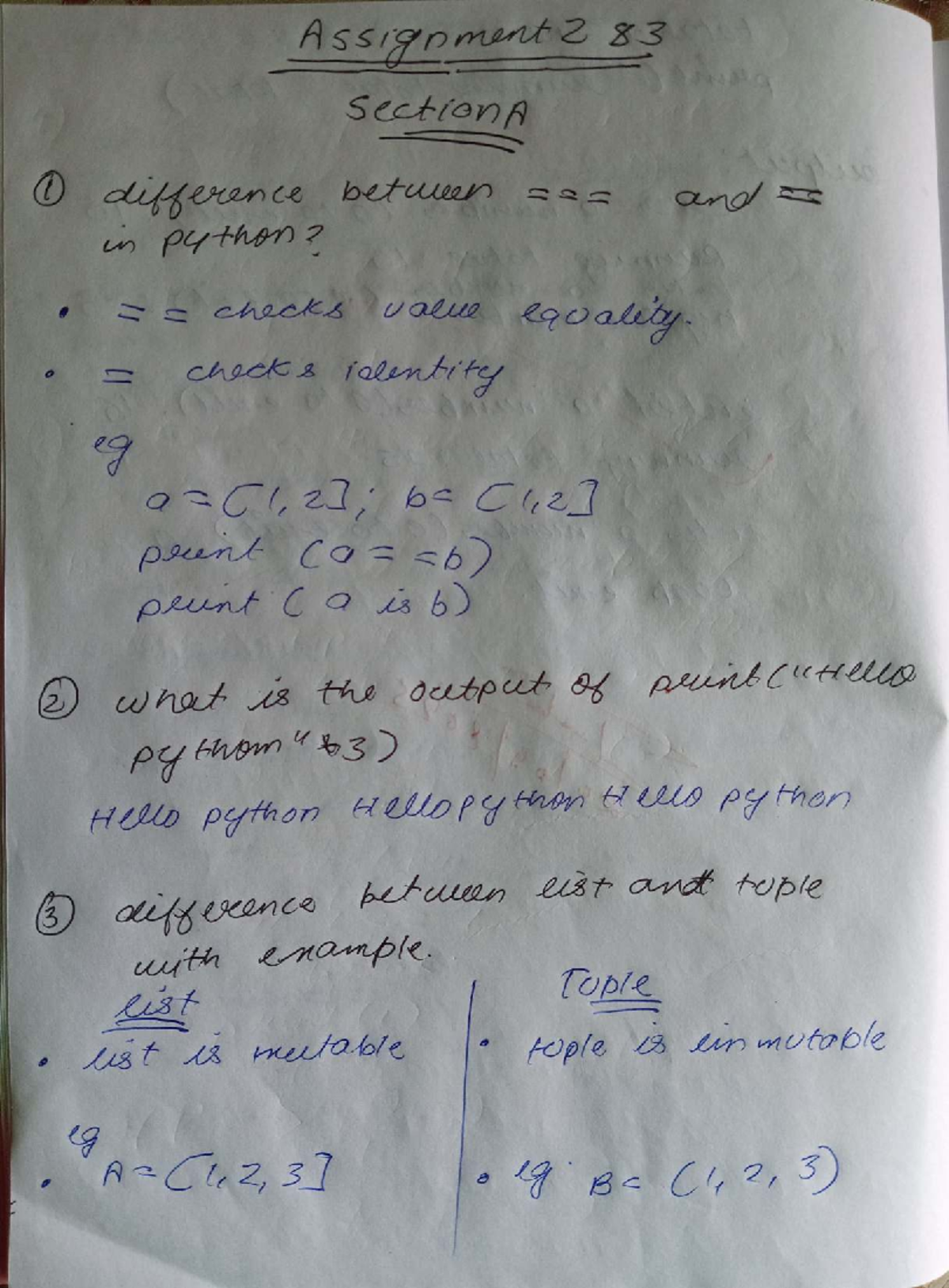 C122 Assignment 2: Python Concepts & Code Examples Explained - Studocu
