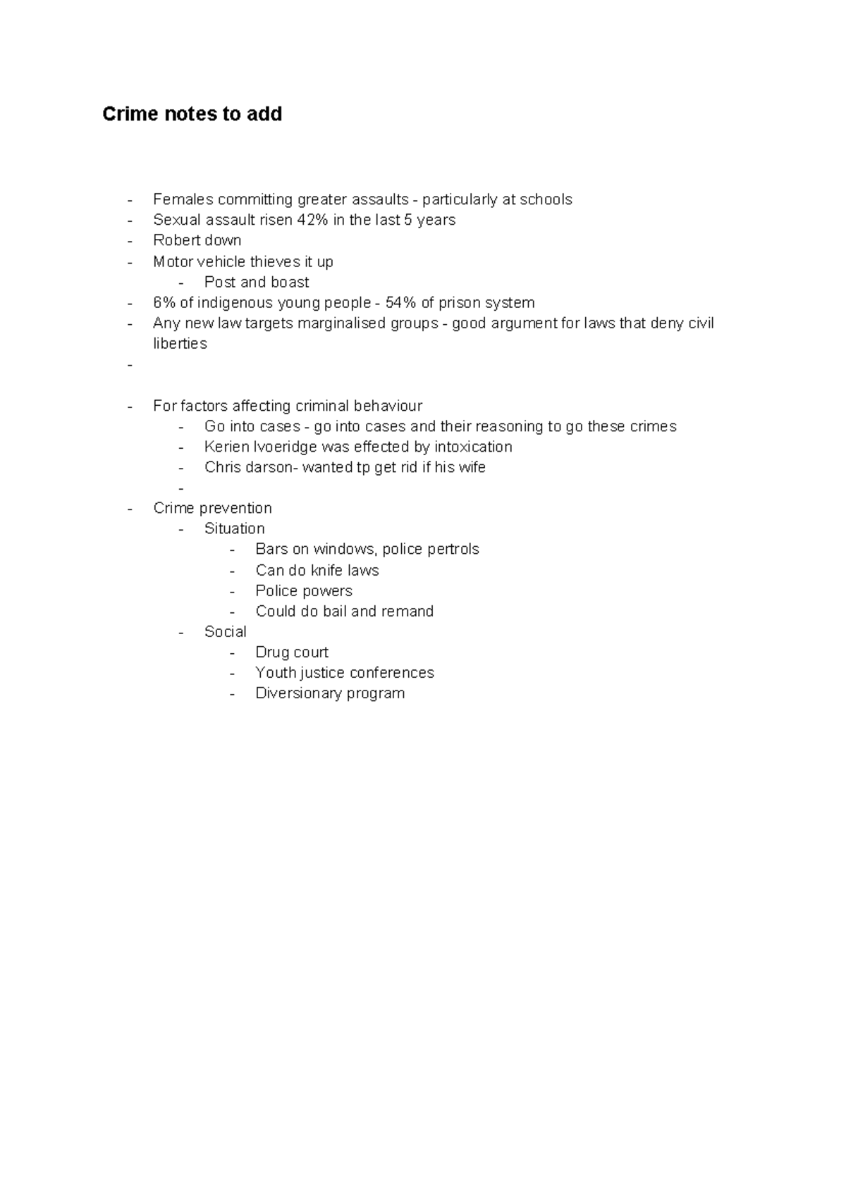 CRIM 101: Comprehensive Crime Notes on Trends, Laws, and Justice Issues ...