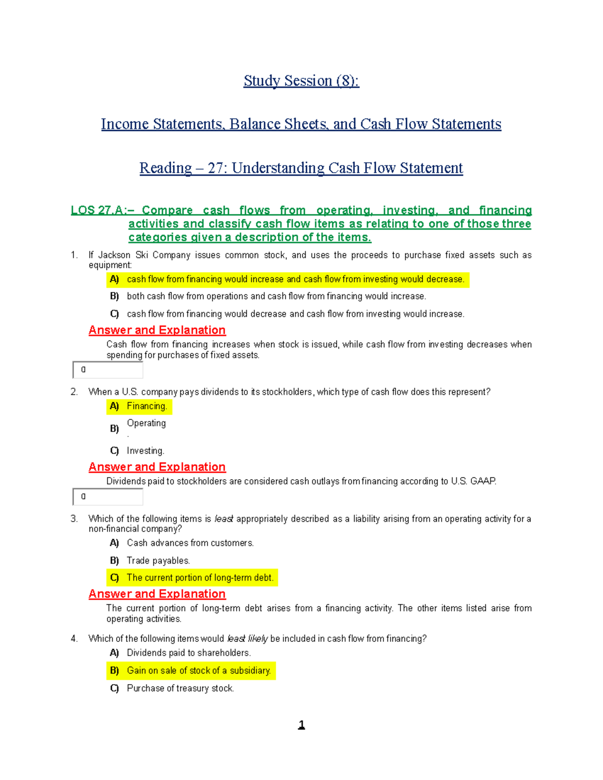 Understanding Cash Flow Statements: Key Concepts and Analysis (FIN 101 ...