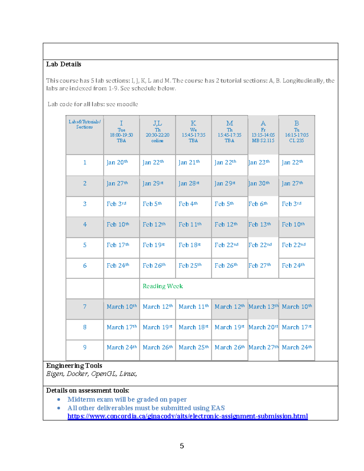 Lab Schedule and Details for COMP371 W2026 - Studocu