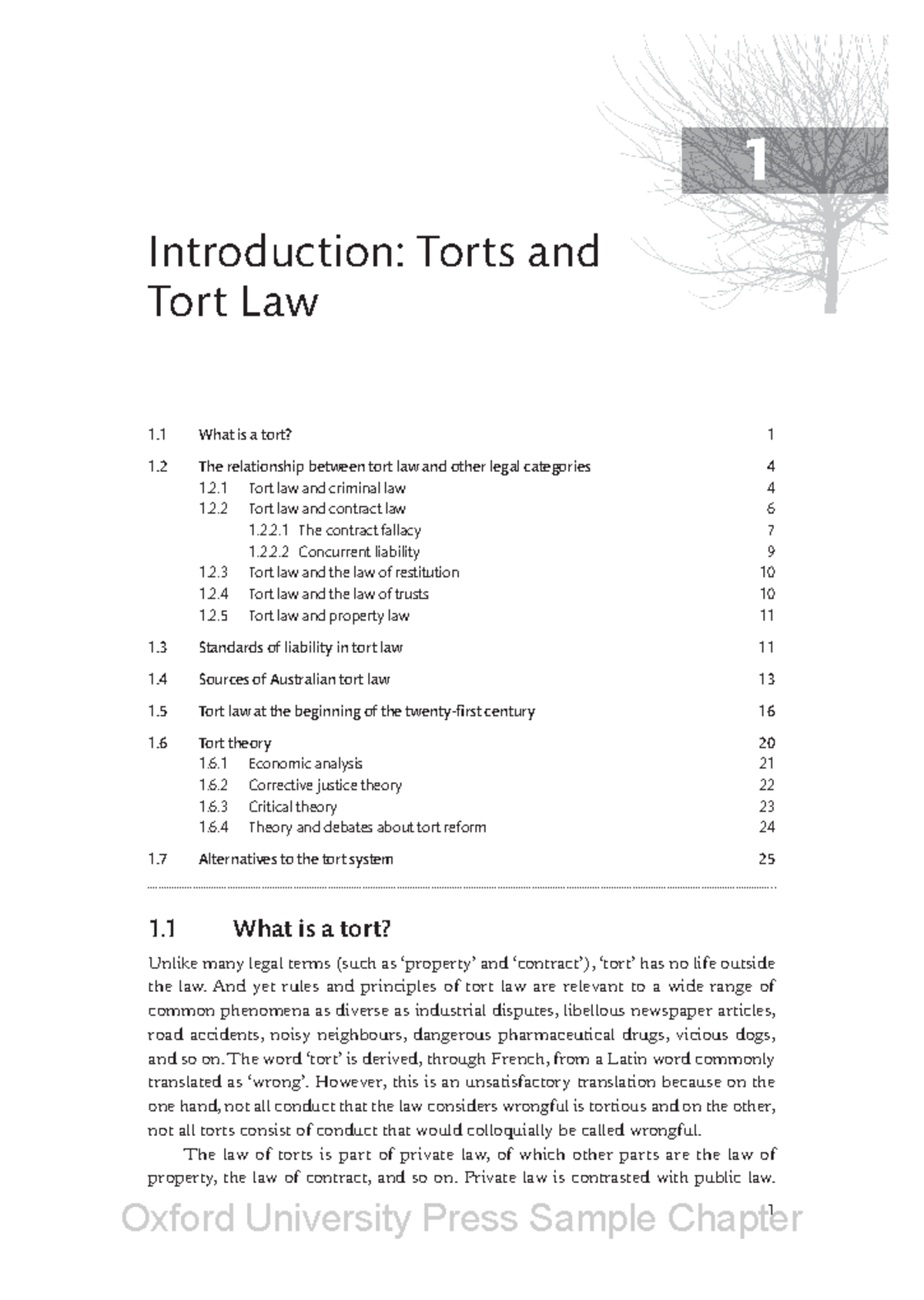 Introduction to Torts - ... - 1 1 Introduction: Torts and Tort Law 1 ...