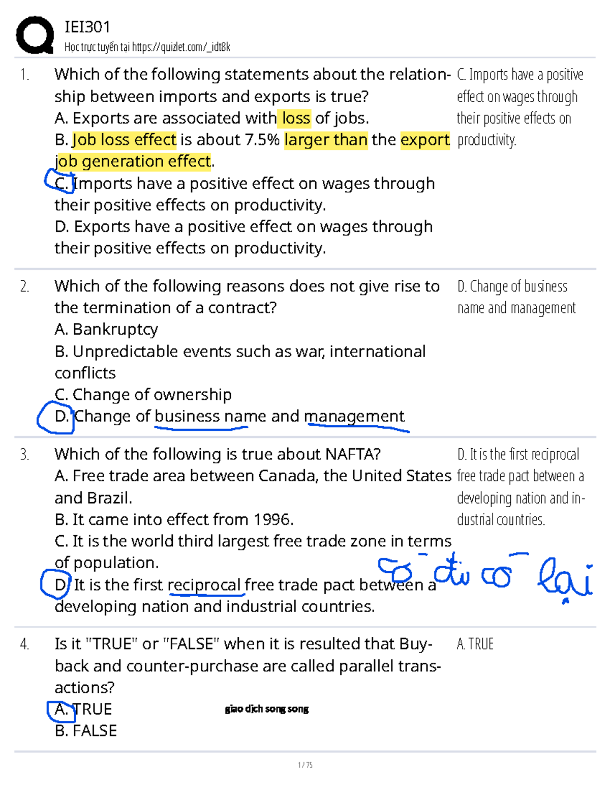 IEI301 Final Exam Review: Key Concepts in International Trade - Studocu