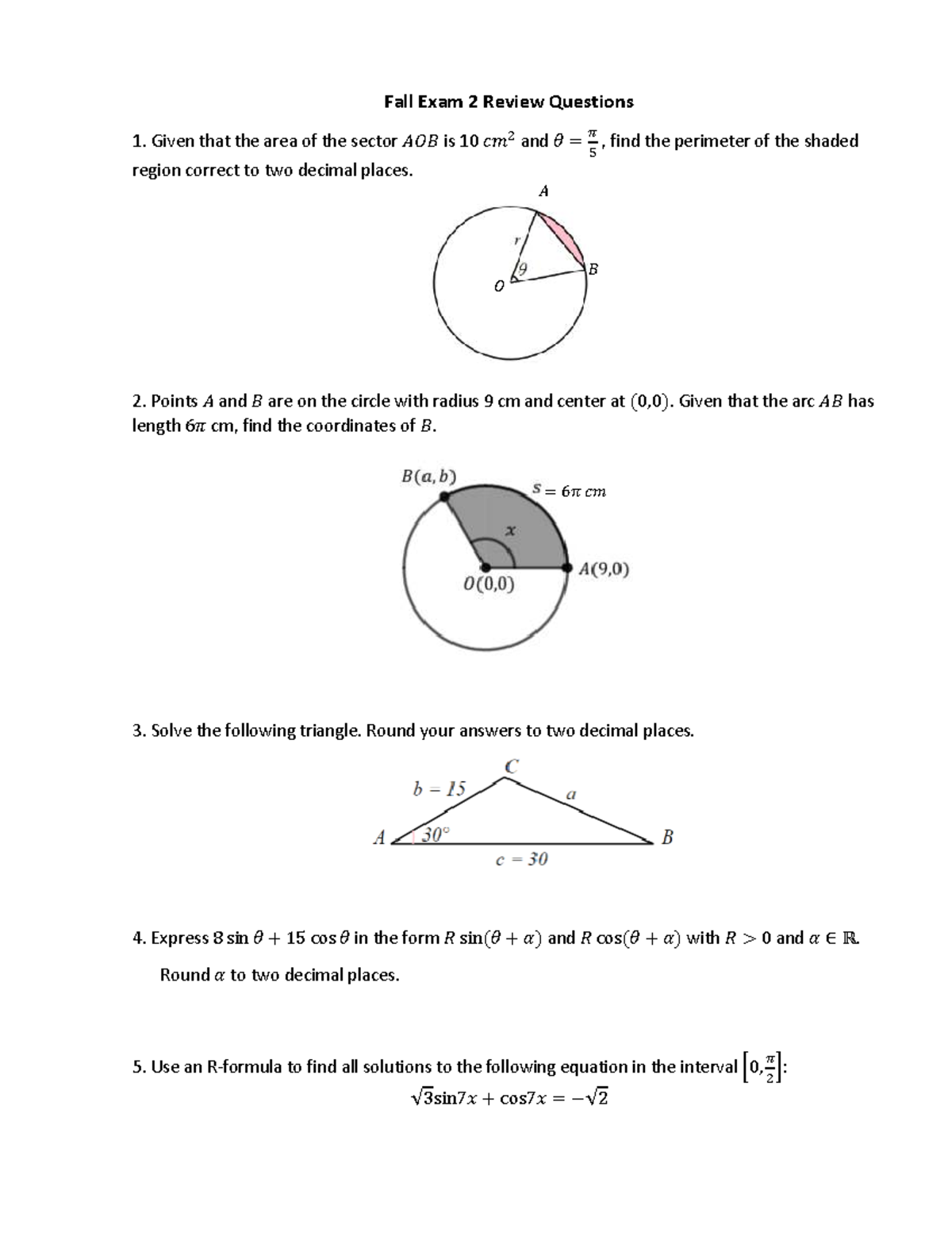 Review Questions - Exam 2 MATH 2025 - Studocu