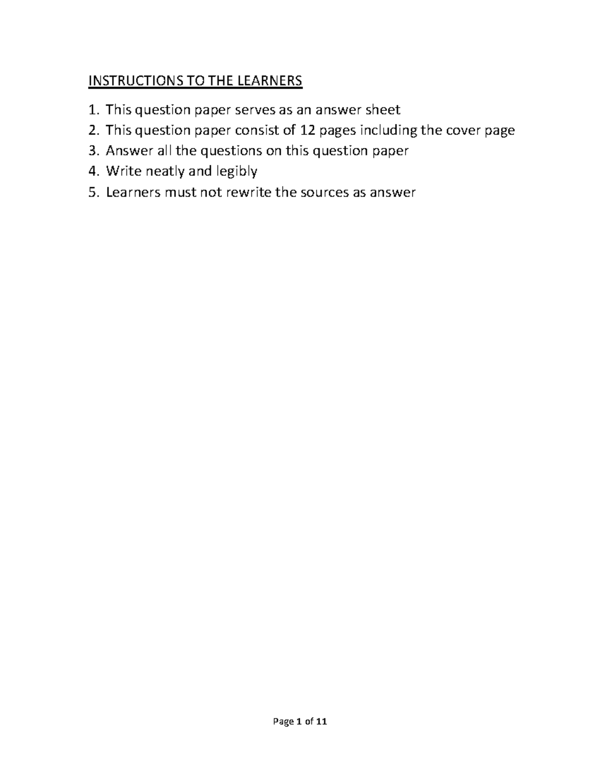 Geography (SS) Final Exam Instructions and Question Paper - Studocu